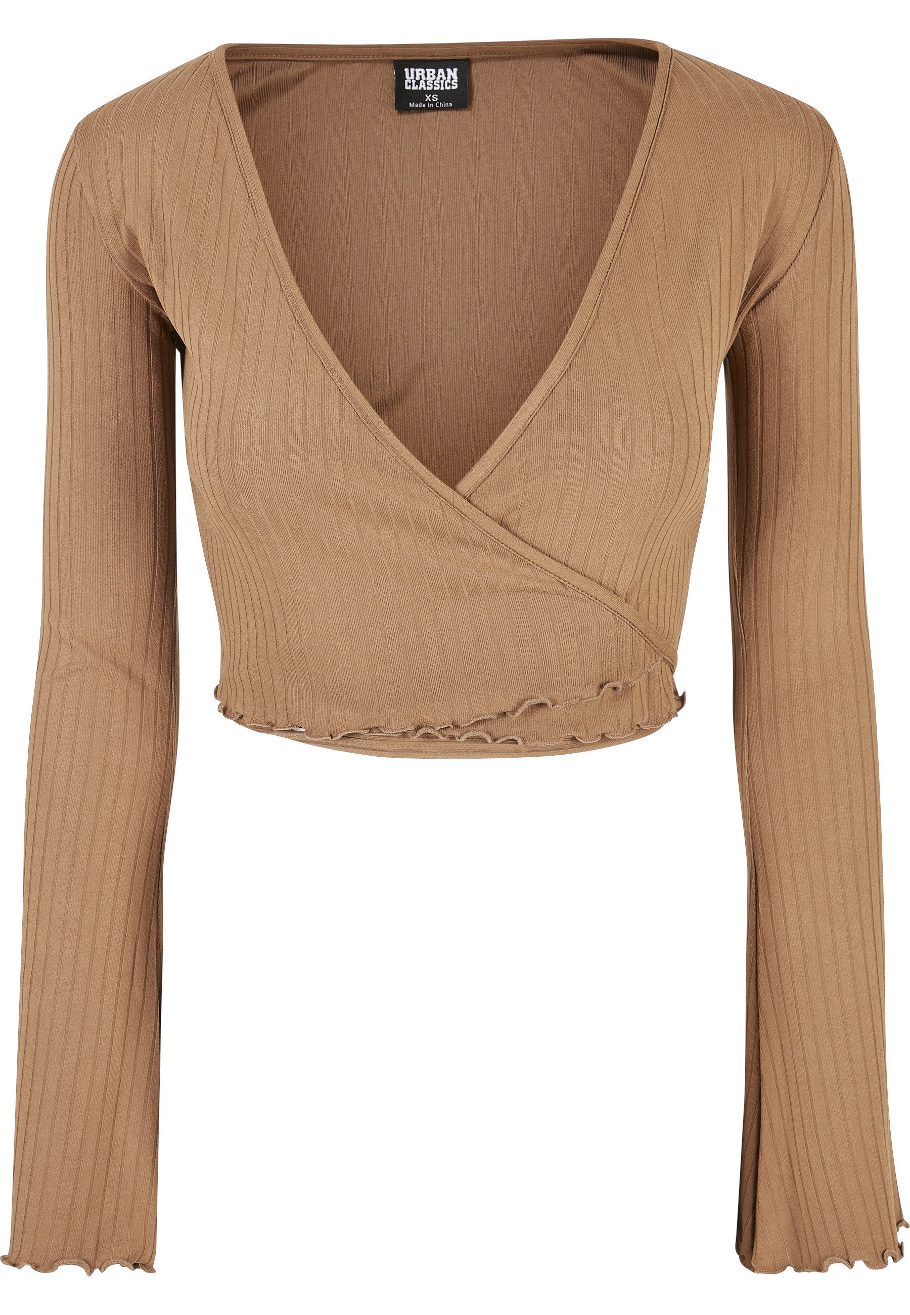 Langarmshirt Urban Classics Damen Ladies Cropped Rib Wrapped Longsleeve