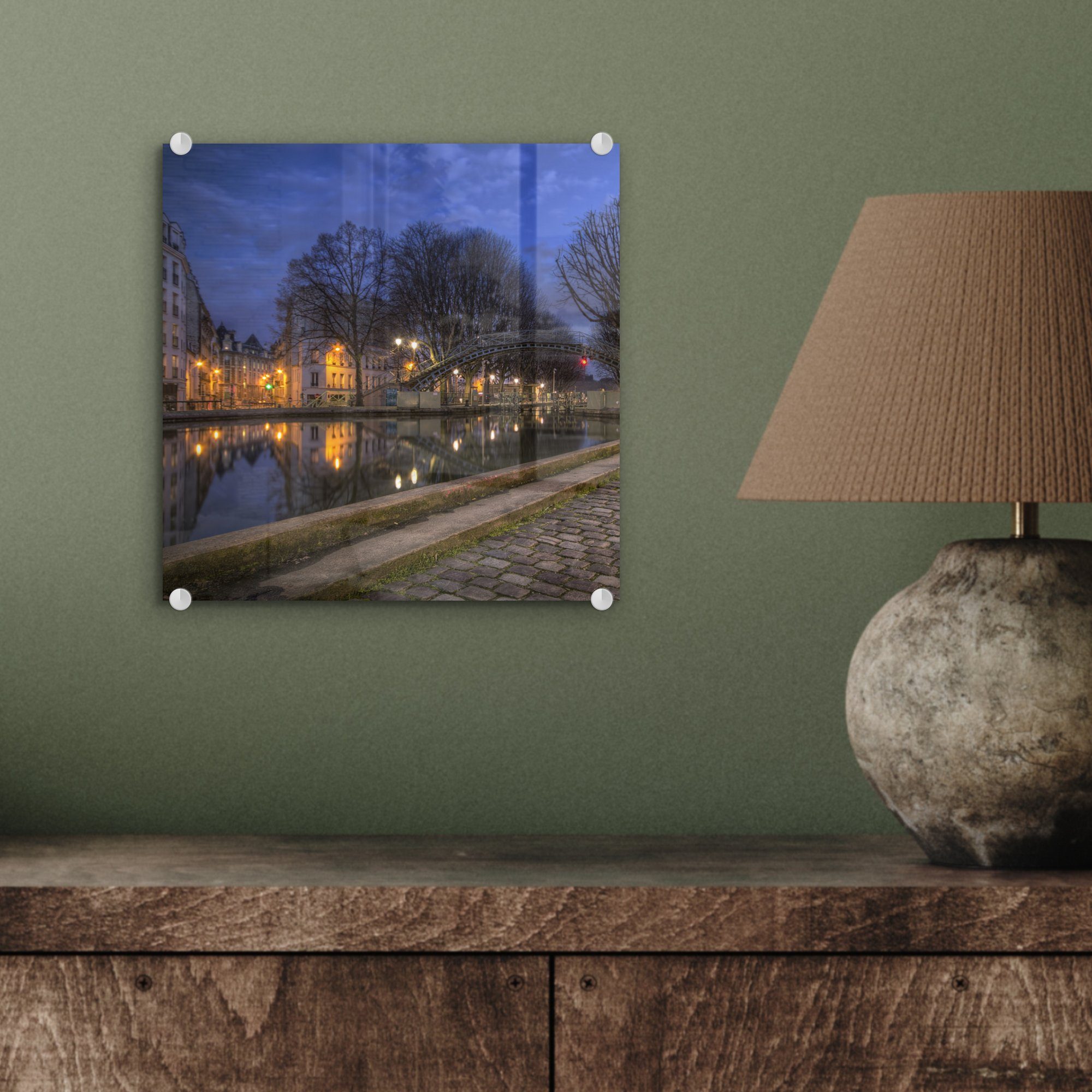 MuchoWow Acrylglasbild Paris am - Abend, - Foto auf Wandbild Glasbilder (1 auf Wanddekoration - Bilder Glas St), Glas