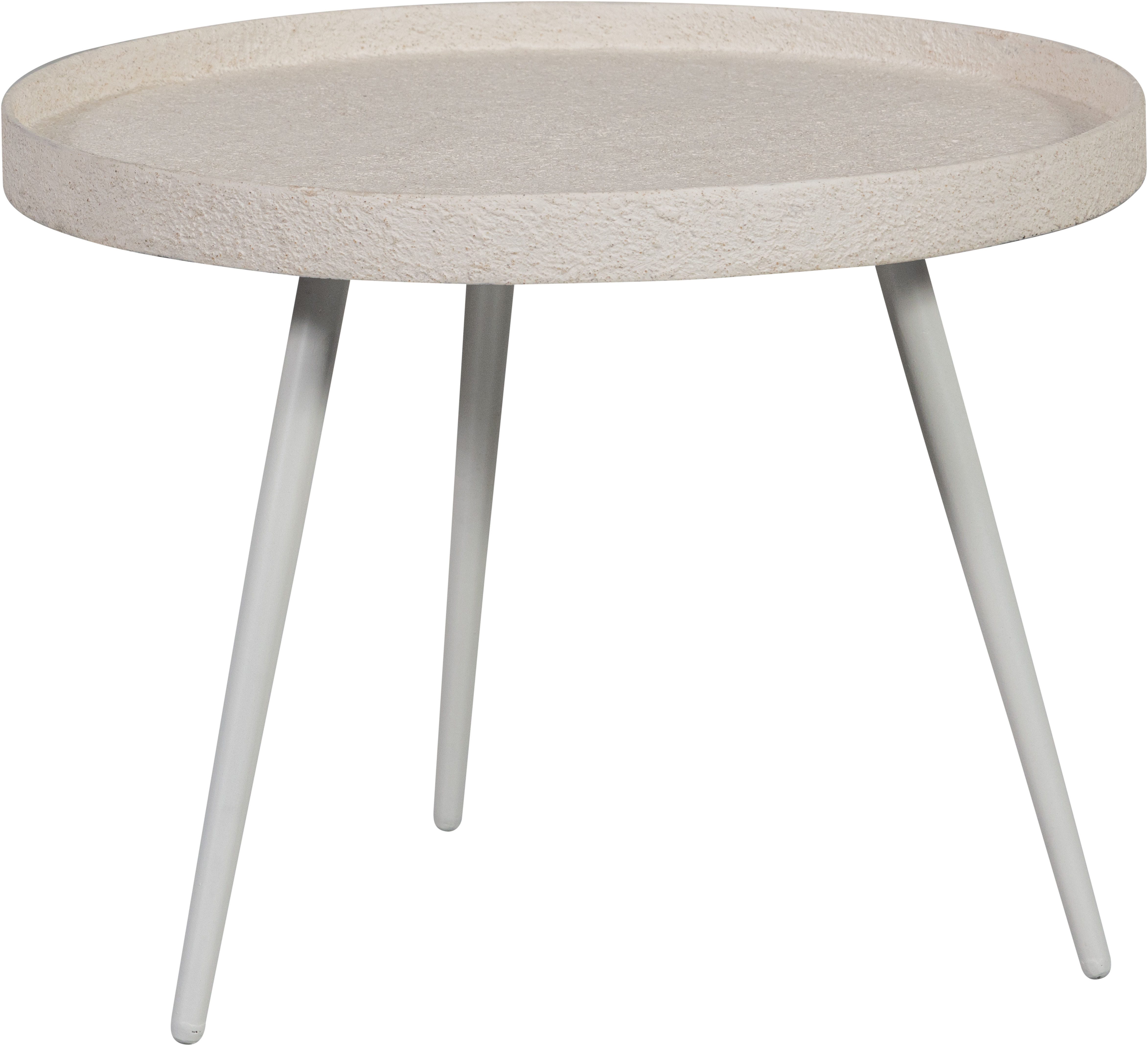 WOOOD Beistelltisch Bounds mit Metallbeinen und Multiplex-Zinkbeschichtung Ø 58 x H 44 cm, 4 cm Randerhöhung, Metallbeine Höhe 40 cm, Tragkraft 20 kg