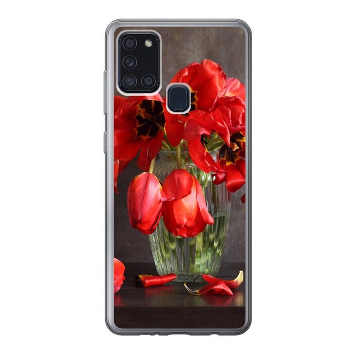 MuchoWow Handyhülle Verwelkte und verblasste rote Tulpen Handyhülle Samsung Galaxy A21s Smartphone-Bumper Print Handy