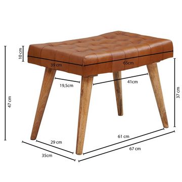 KADIMA DESIGN Sitzhocker Stilvoller Chesterfield-Lederhocker, Holzbeine für Wohnzimmer