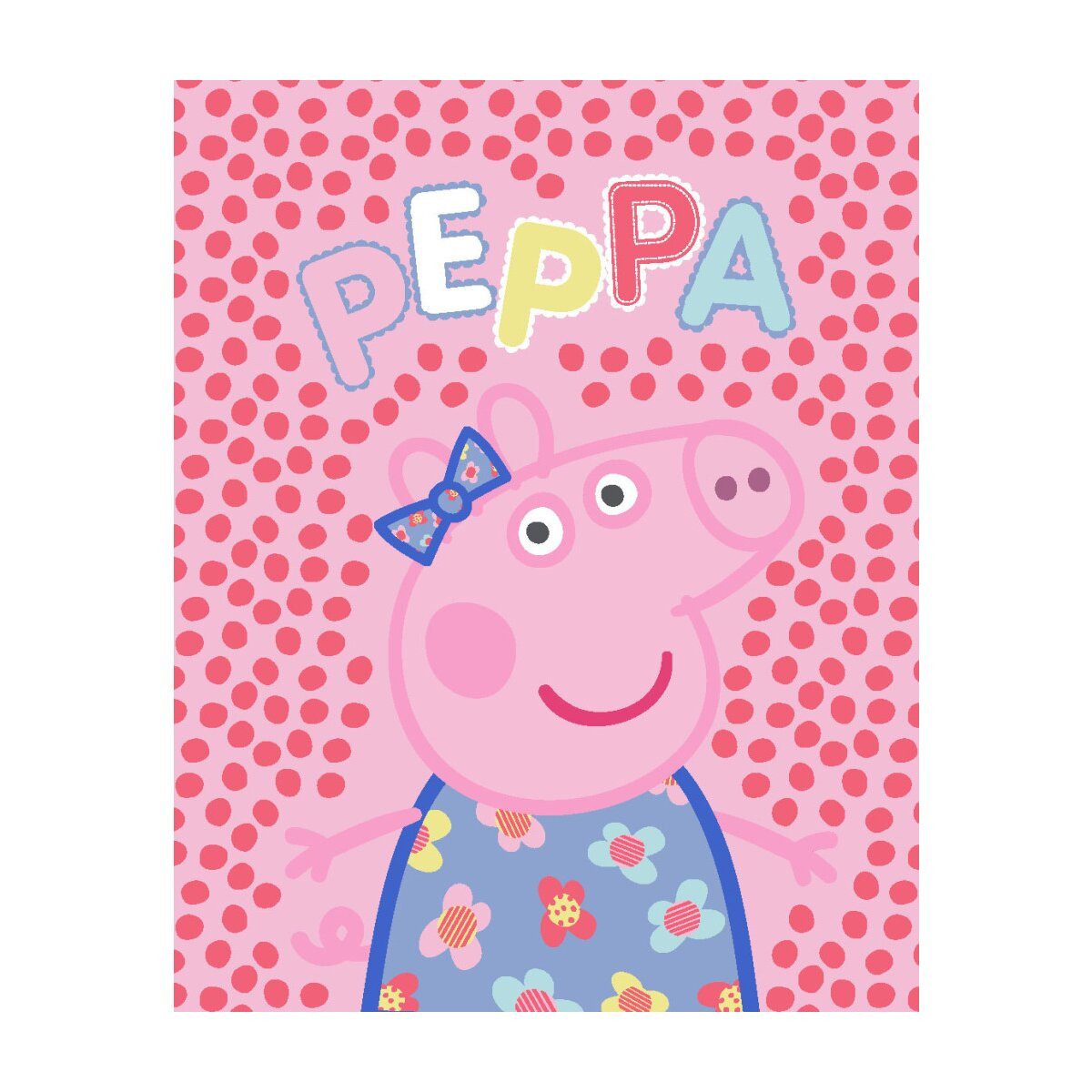 Wohndecke Peppa Wutz Decke 130x160cm – Flanell-Fleece Dots Design, Peppa Pig, Geschenkidee für Mädchen und Jungen