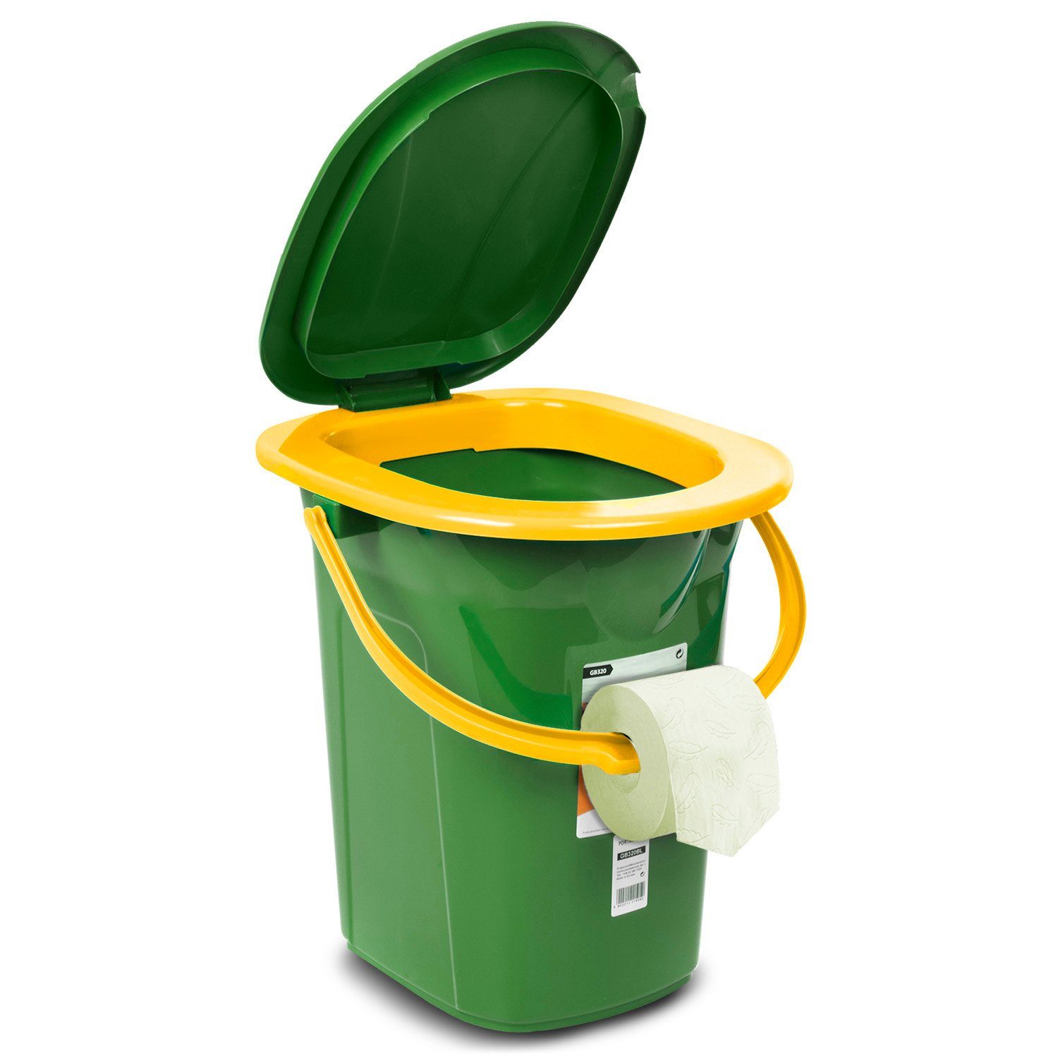 GreenBlue Campingtoilette GB320 Tragbarer Toiletten-Eimer mit Tragegriff 19L, Toilettenpapierhalter, Auskipp-Hilfe für Camping, Wohnwagen, Boot – Bild 4 von 5