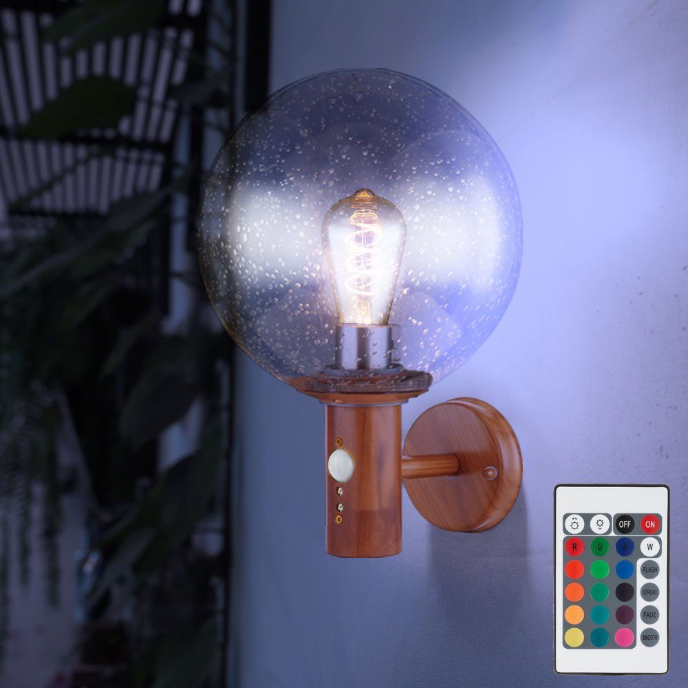 Bewegungsmelder inklusive, Warmweiß, Fernbedienung Globo LED Wandleuchte mit Farbwechsel, Außen-Wandleuchte, RGB Außenleuchte Leuchtmittel