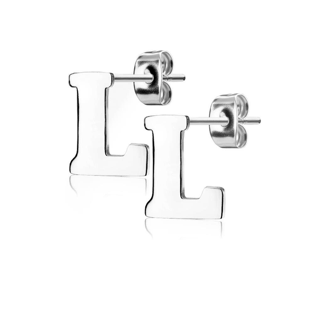 Ohrstecker-Set aus Damen (2 Edelstahl Buchstaben Paar Stück), Ohrstecker (1 Ohrschmuck Silber Ohrringe 2-tlg), BUNGSA
