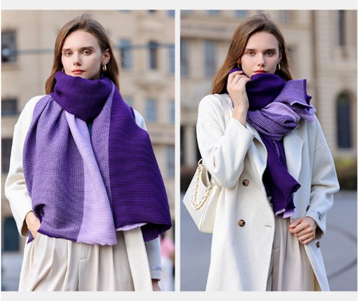 XDeer Modeschal Geschenk Damen feine Farben Halstuch Winter in Schal Schal,XL Poncho Linie,Damen Qualität, verschiedenen für Frauen zweiseitige purple