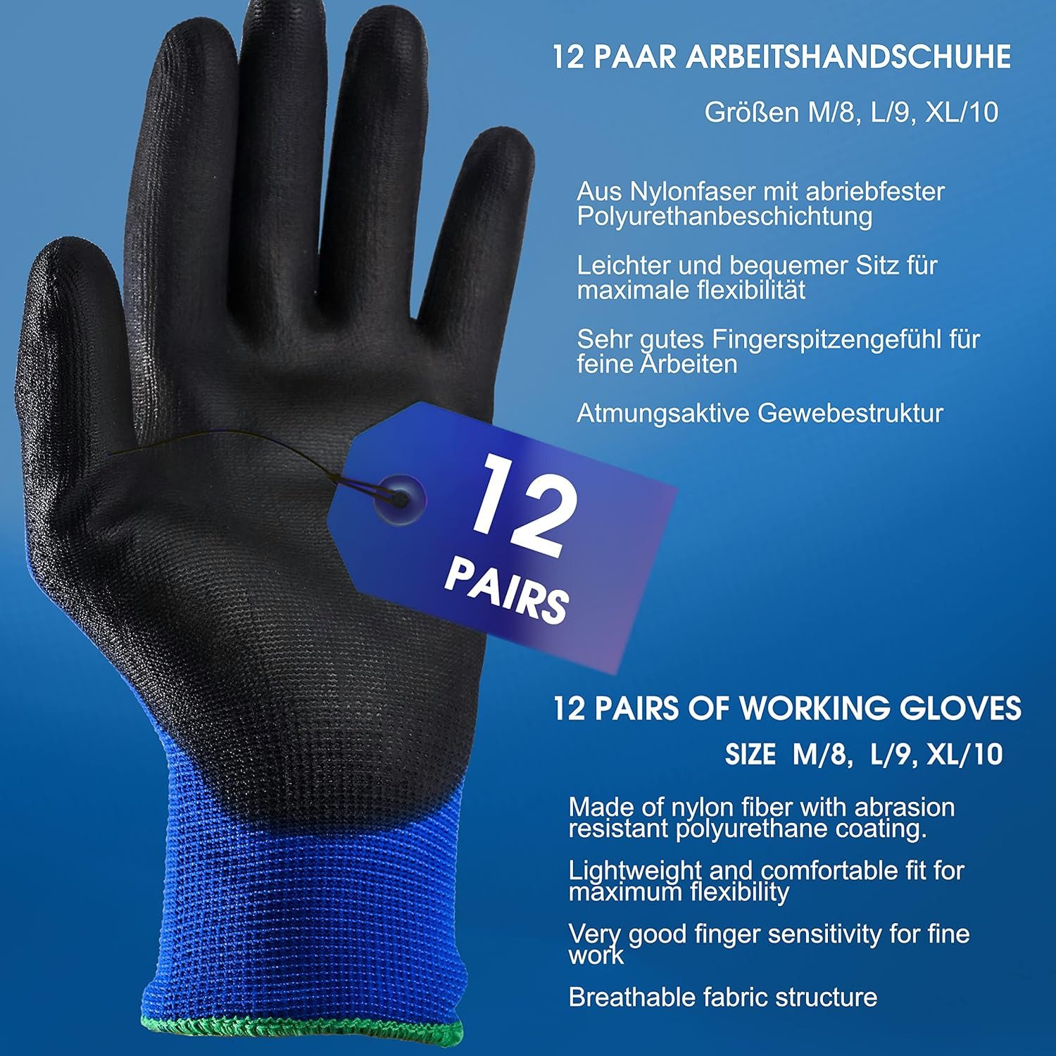 S&R Arbeitshandschuhe 12 Paar aus Nylonfaser günstig online kaufen