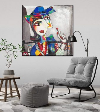 KUNSTLOFT Gemälde Double Life 80x80 cm, Leinwandbild 100% HANDGEMALT Wandbild Wohnzimmer