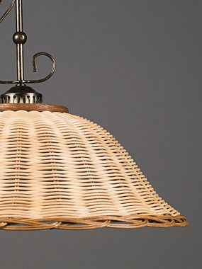 Helios Leuchten Hängeleuchten Rattan, Korblampe, Rattanlampe skandinavischer Stil, Boho Hängelampe, für Esstisch Wohnzimmer Küche, handgefertigtes Produkt