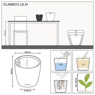 Lechuza® Blumentopf Tisch-Pflanzgefäß CLASSICO LS 21 ALL-IN-ONE Kohlegrau-Metallic (1 St)