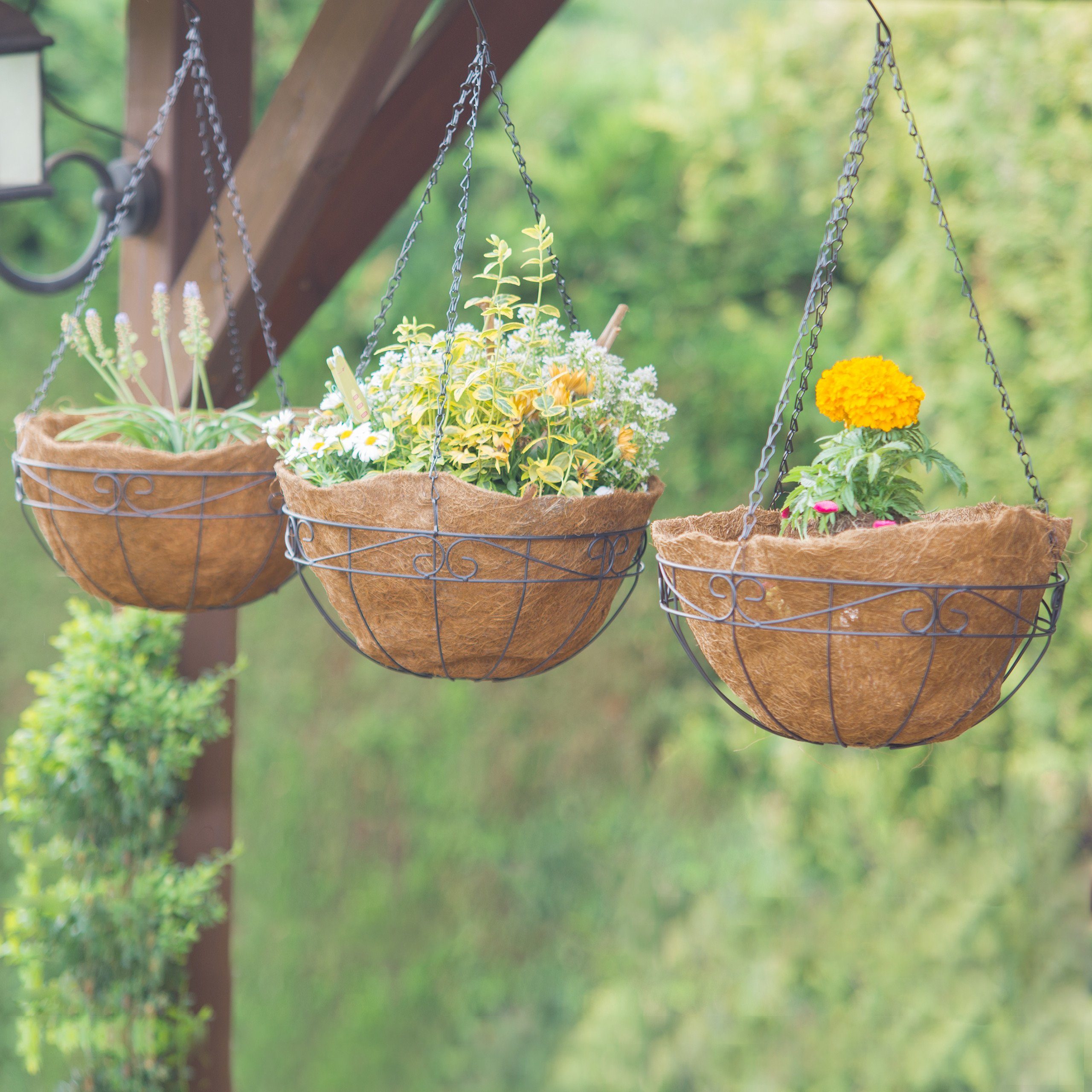 relaxdays Blumenampel 3 Körbe Kokos günstig online kaufen