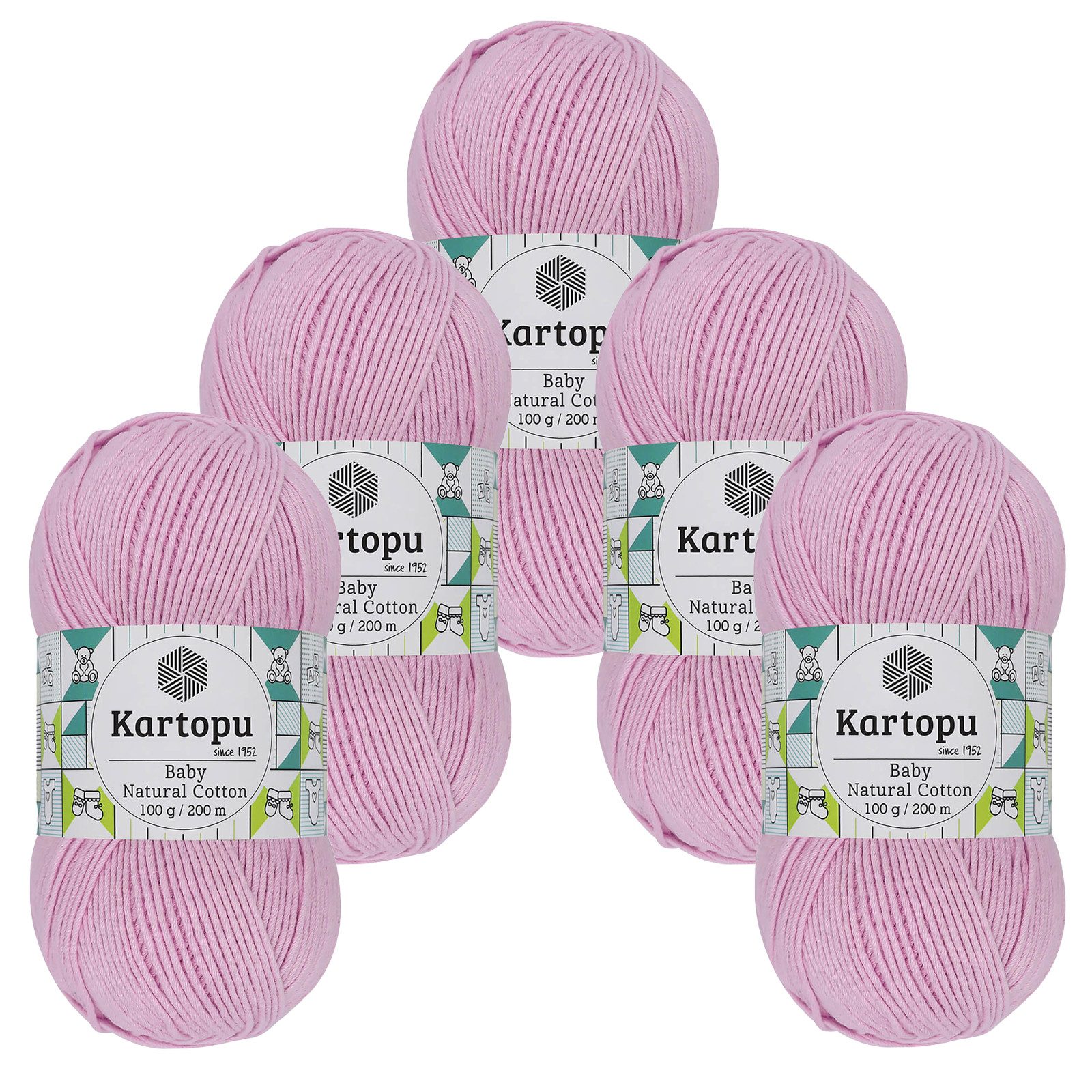 Kartopu 100g Kartopu Baby Natural Cotton Häkelwolle, 200 m, K782 babyrosa