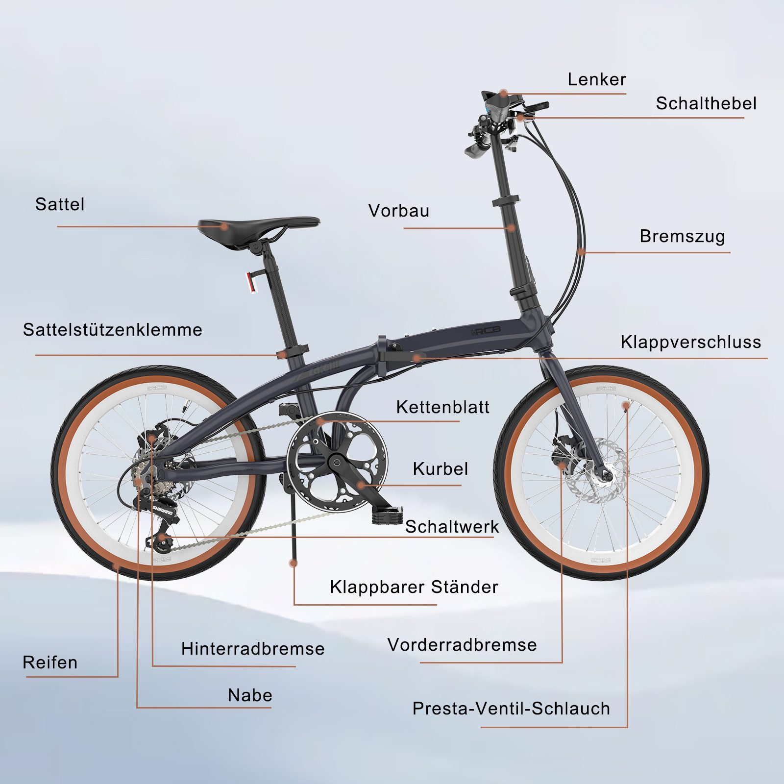 RCB Faltrad GK4 doppelt faltbares Fahrrad,20Zoll Klapprad für Damen&Herren,Pendler, 7 Gang, ideal für Pendler (Damen & Herren)