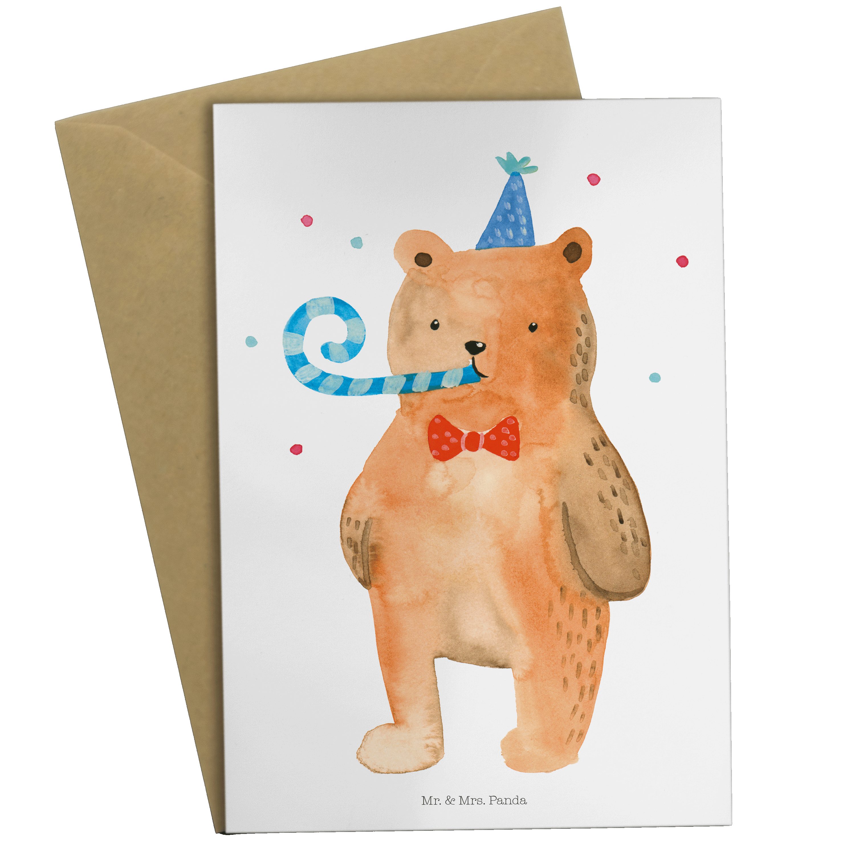 Mr. & Mrs. Panda Grußkarte Birthday Bär - Weiß - Geschenk, Hochzeitskarte, Teddy, Einladungskart