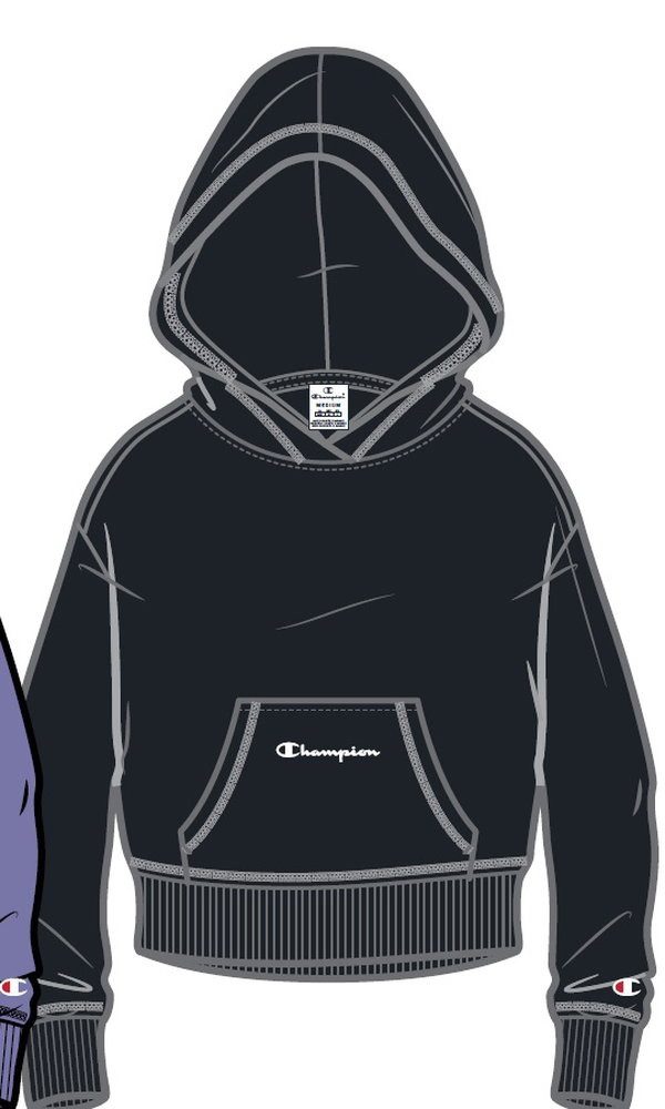 Champion Kapuzenpullover Freizeit (Baumwoll Hoodie) kleiner Schriftzug Print schwarz Mädchen