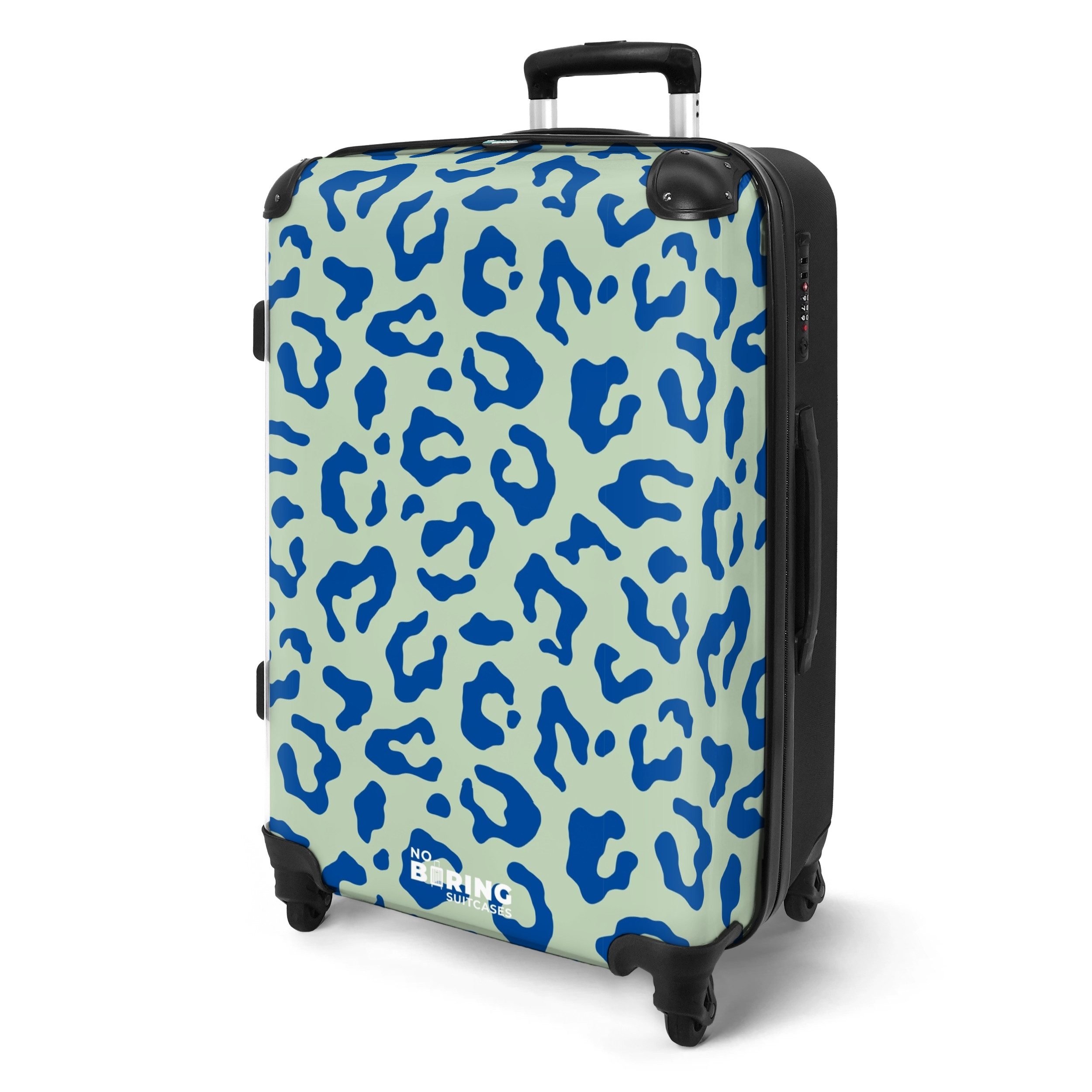 NoBoringSuitcases.com© Hartschalen-Trolley Blauer und grüner Pantherdruck günstig online kaufen