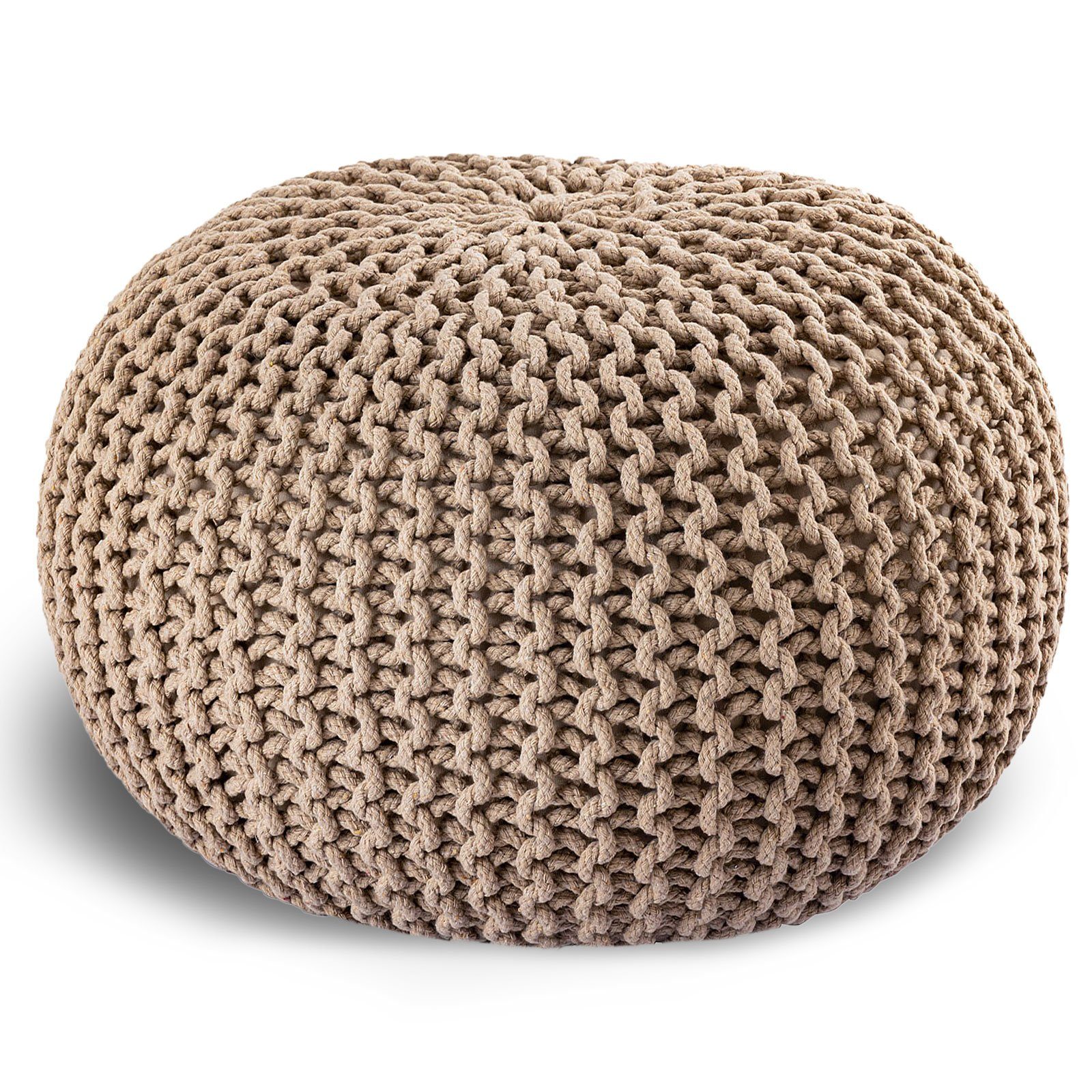 Casamia Pouf Pouf Ø 55 o. 45 cm Strickhocker Sitzpouf Bodenkissen für Innen Indoor