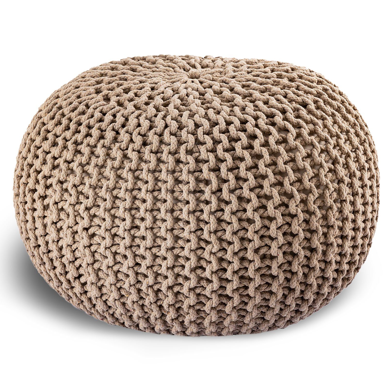 Casamia Pouf Pouf Ø 55 Sitzpouf nachhaltig Strickhocker o. cm 45 beige Bodenkissen