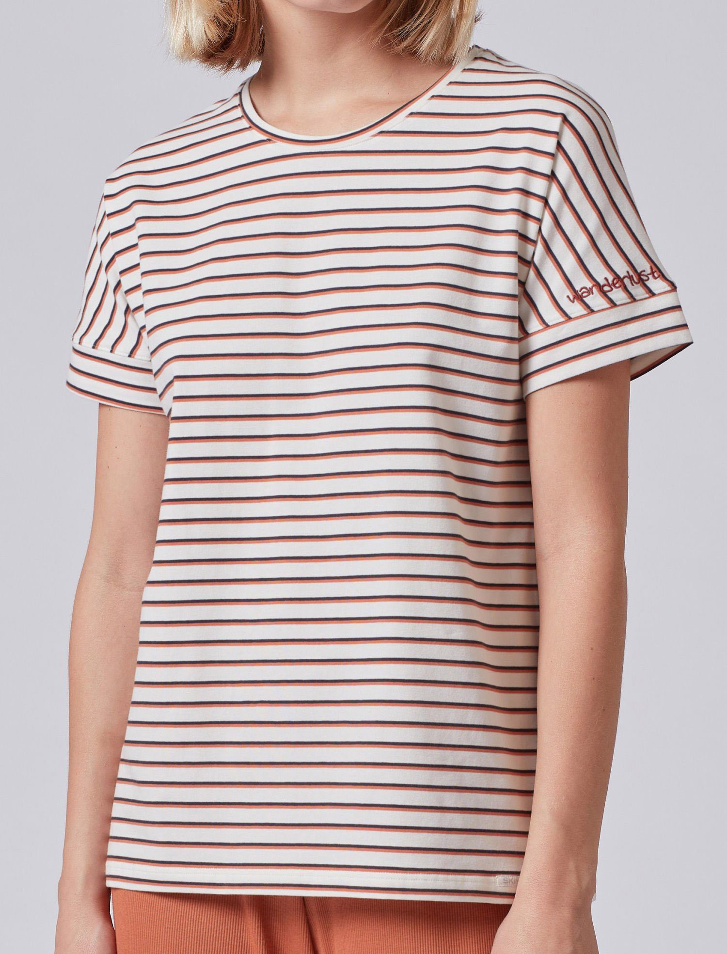 Skiny Pyjamaoberteil Damen Pyjamashirt mit kurzem Arm (1-tlg) Modernes Streifendesign