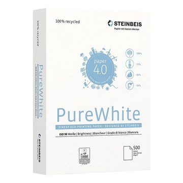 STEINBEIS Recyclingpapier Pure White, Format DIN A4, 80 g/m², 90 CIE, 500 Blatt