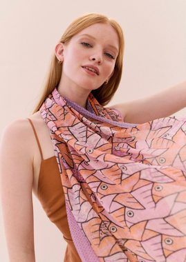 Codello Modeschal Codello Damen Schal im Exclusiven Art School Design in orange, Exclusives Design mit handgezeichneten Vogelmotiven
