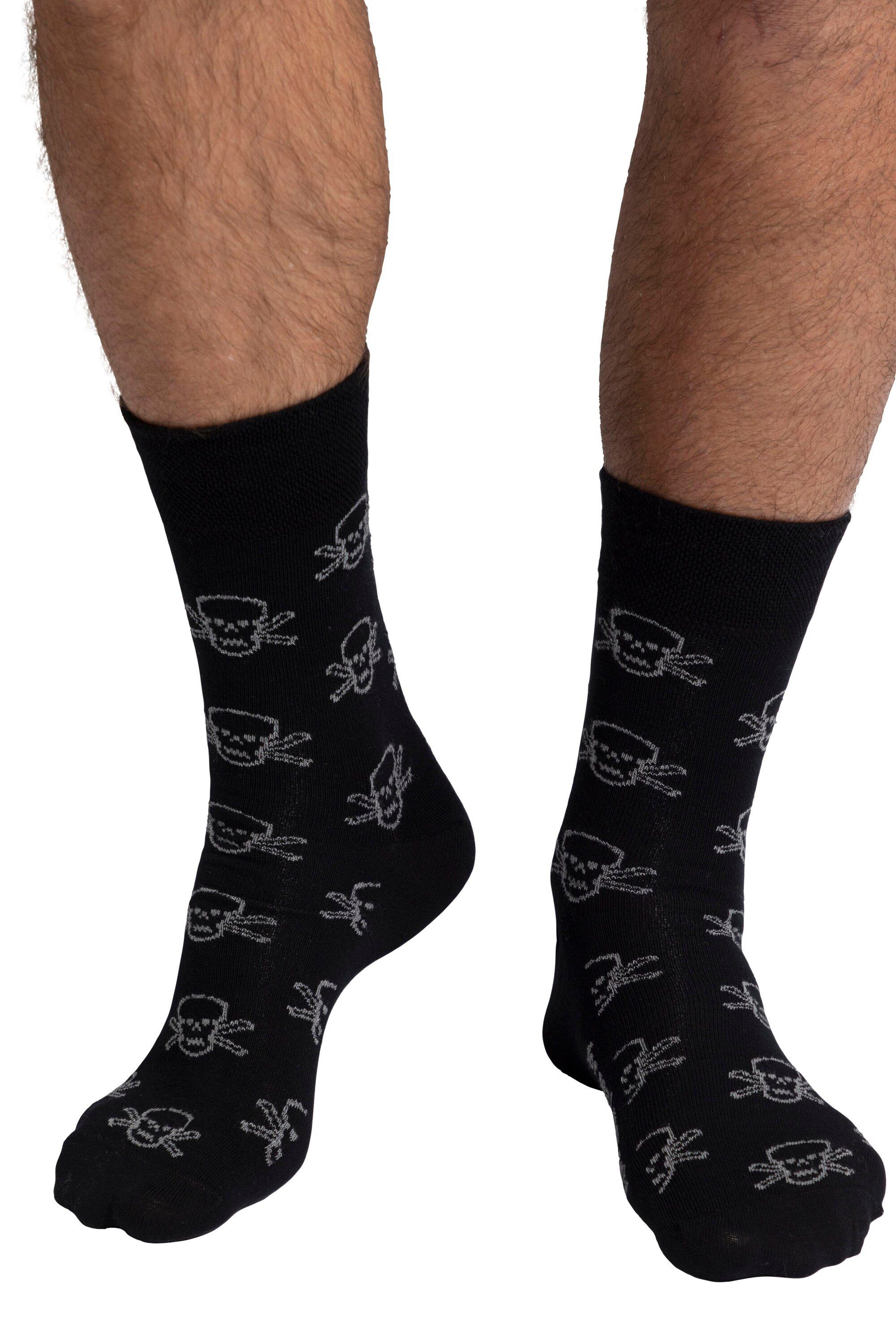 JP1880 Basicsocken JP1880 Socken 2er Totenkopf Komfortbündchen Pack schwarz