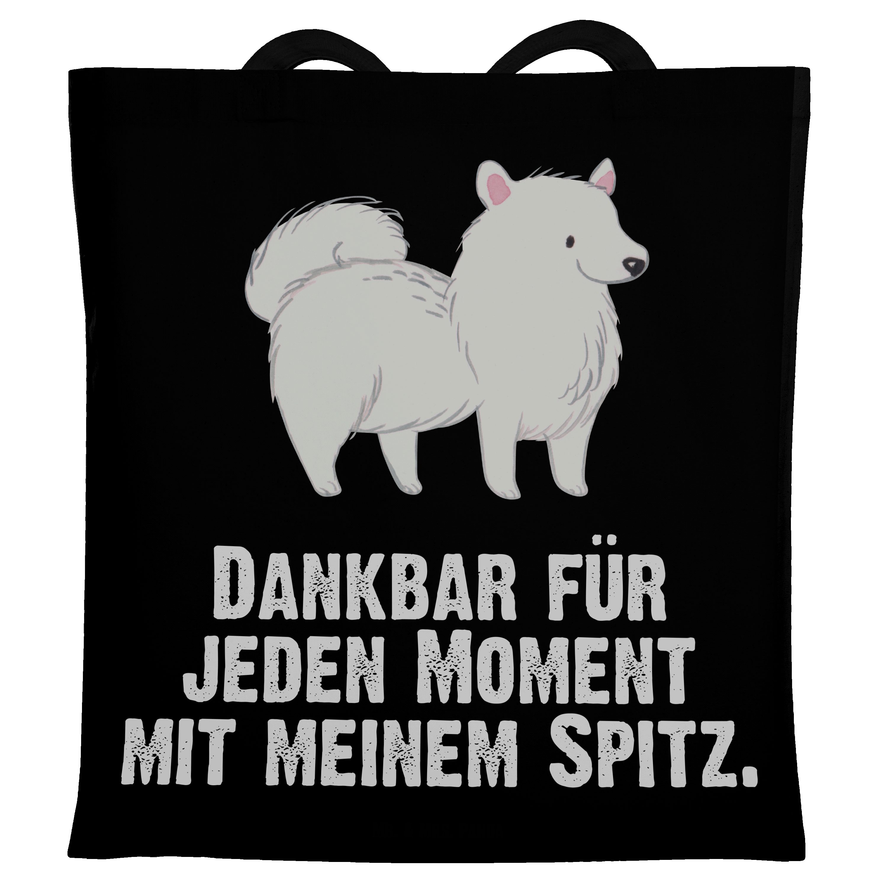 Mr. & Mrs. Panda Tragetasche Spitz Moment - Schwarz - Geschenk, Einkaufstasche, Stoffbeutel, Beute (1-tlg)