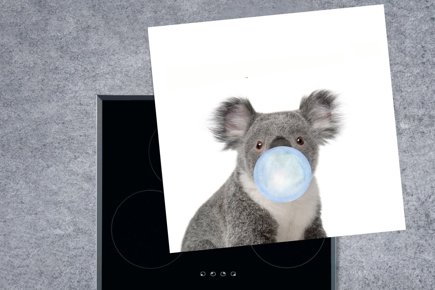 Kinder Ceranfeldabdeckung, für - - tlg), 78x78 - Arbeitsplatte cm, küche Junge, - Blau MuchoWow Koala Tiere Kaugummi Herdblende-/Abdeckplatte - Vinyl, (1