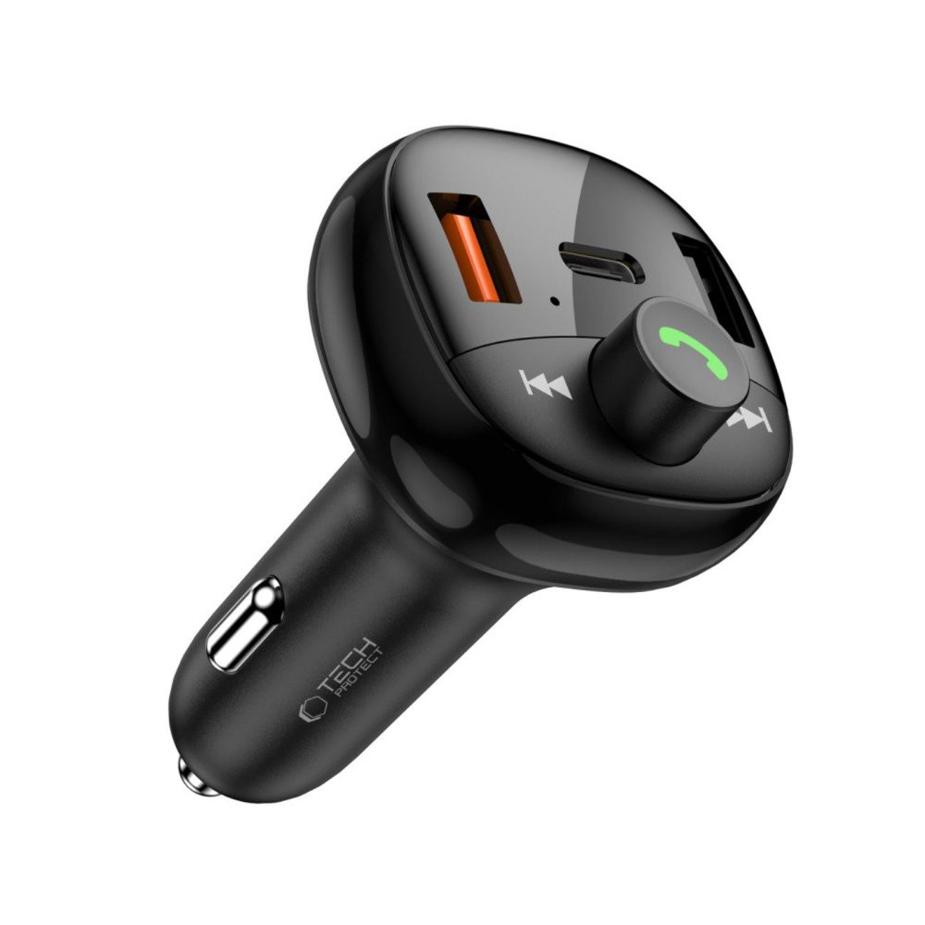 TECH PROTECT CC06 KFZ-Adapter Kfz-Stecker (Zigarettenanzünder) zu USB-A, USB-C, Autoladegerät mit Bluetooth-FM-Sender und 72 W Schnellladen