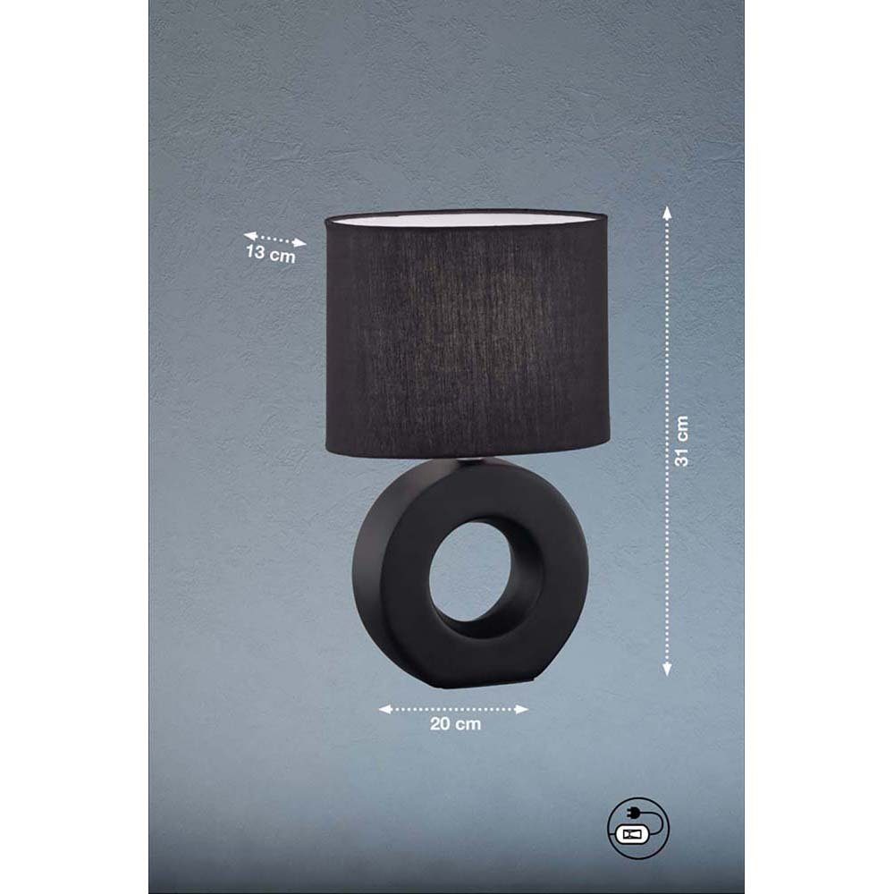 etc-shop LED Tischleuchte, Nachttischleuchte Textil LeselampeKeramik Schreibtischlampe Tischlampe