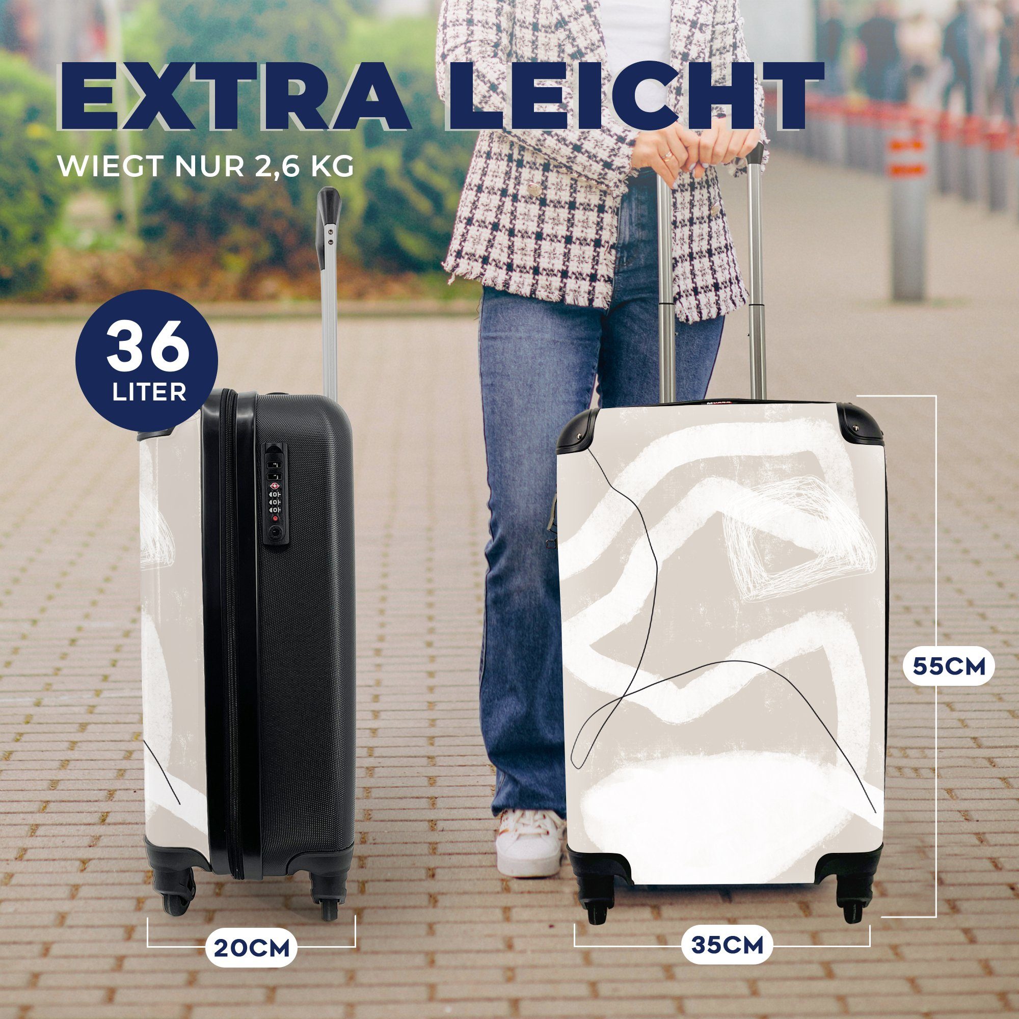Ferien, Abstrakt Handgepäckkoffer für Reisekoffer mit Handgepäck Design, Trolley, 4 Reisetasche - - Linie rollen, MuchoWow Rollen,