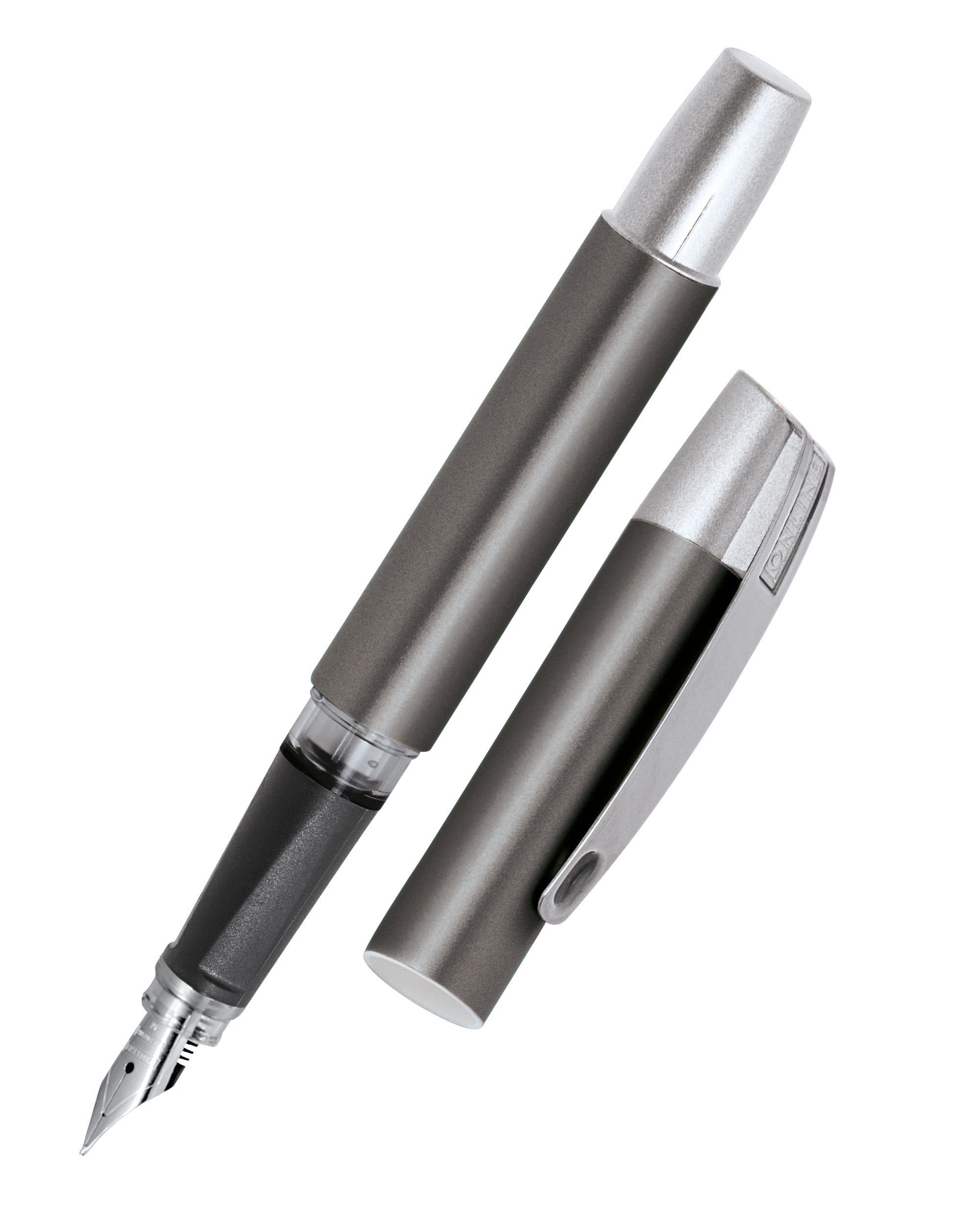 Online Pen Füller Campus Füllhalter, ergonomisch, ideal für die Schule, hergestellt in Deutschland Grau