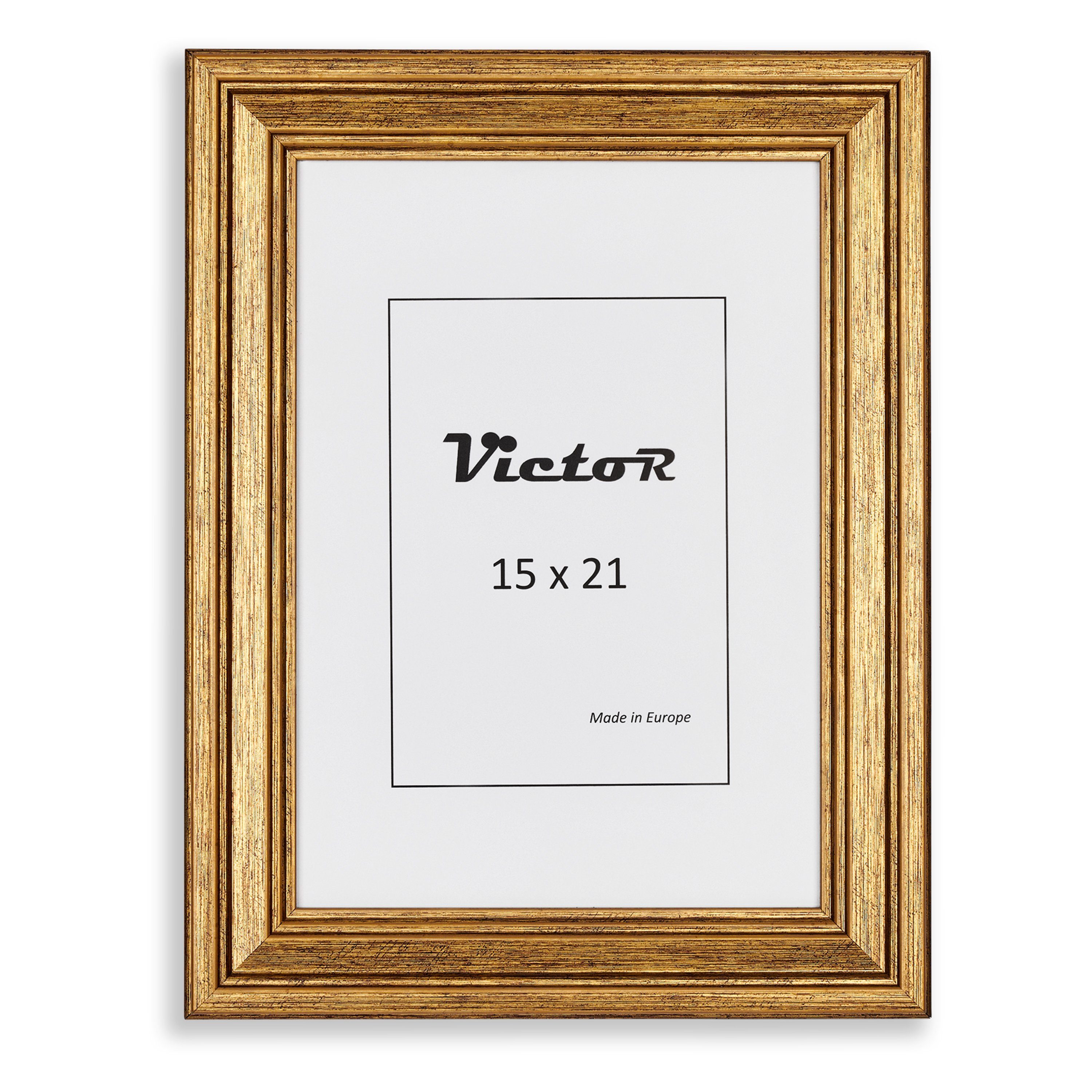 Victor (Zenith) Bilderrahmen Goya, Kunststoff 15x21 Rahmen 3er cm, in gold, Set Leiste: 19x31mm