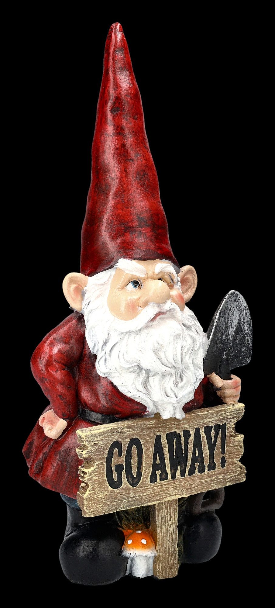 Figuren Shop GmbH Gartenzwerg Gartenzwerg Figur - Go Away - Garten Dekoration Dekofigur Zwerg Schild