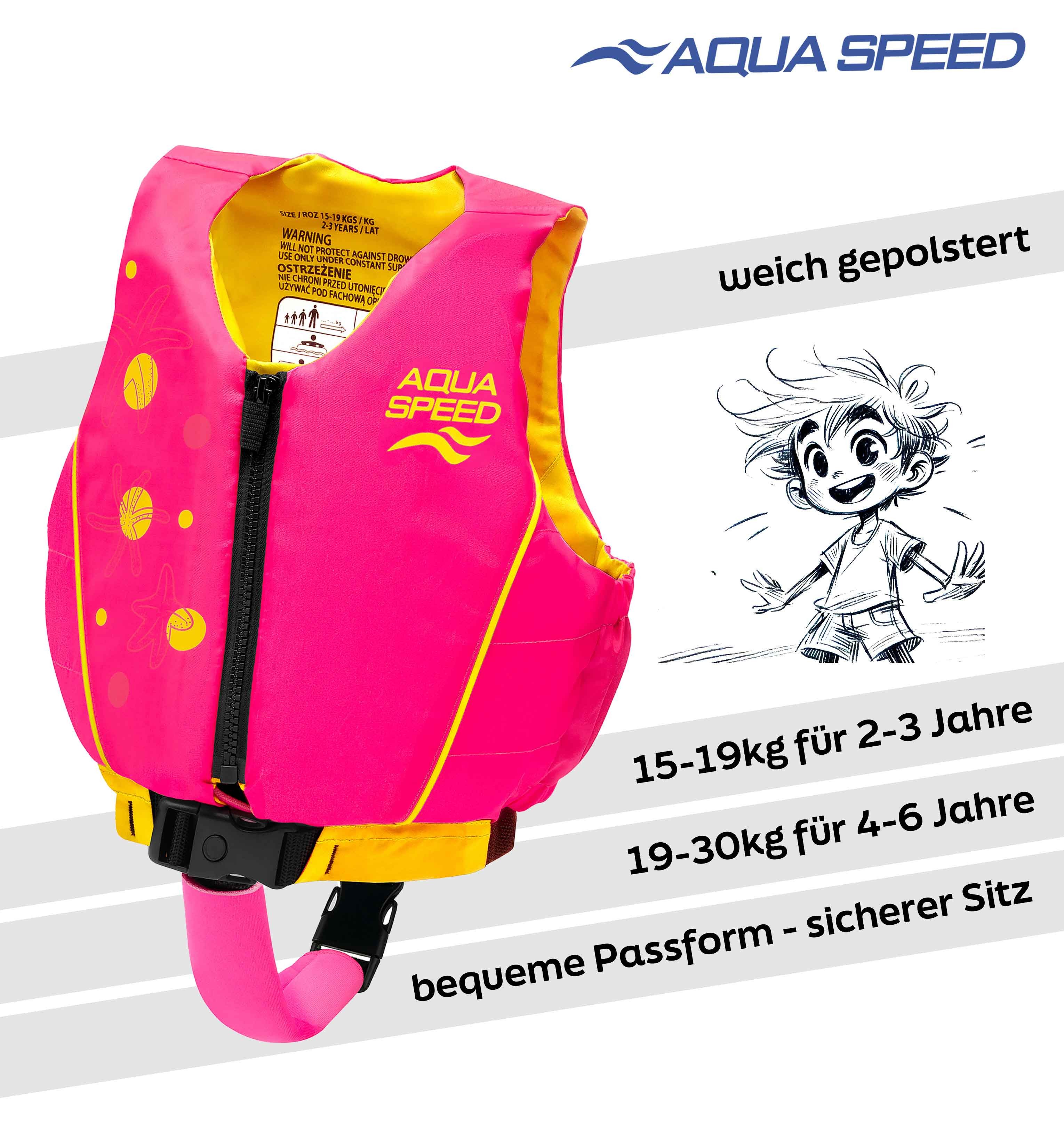 Aqua Speed Auftriebskörper Flytekraft Schwimmweste für Kinder 15-19 kg Sunset Pink (Weiches & strapazierfähiges Material für langanhaltenden Tragekomfort), Ergonomisches Design unterstützt eine natürliche Wasserlage