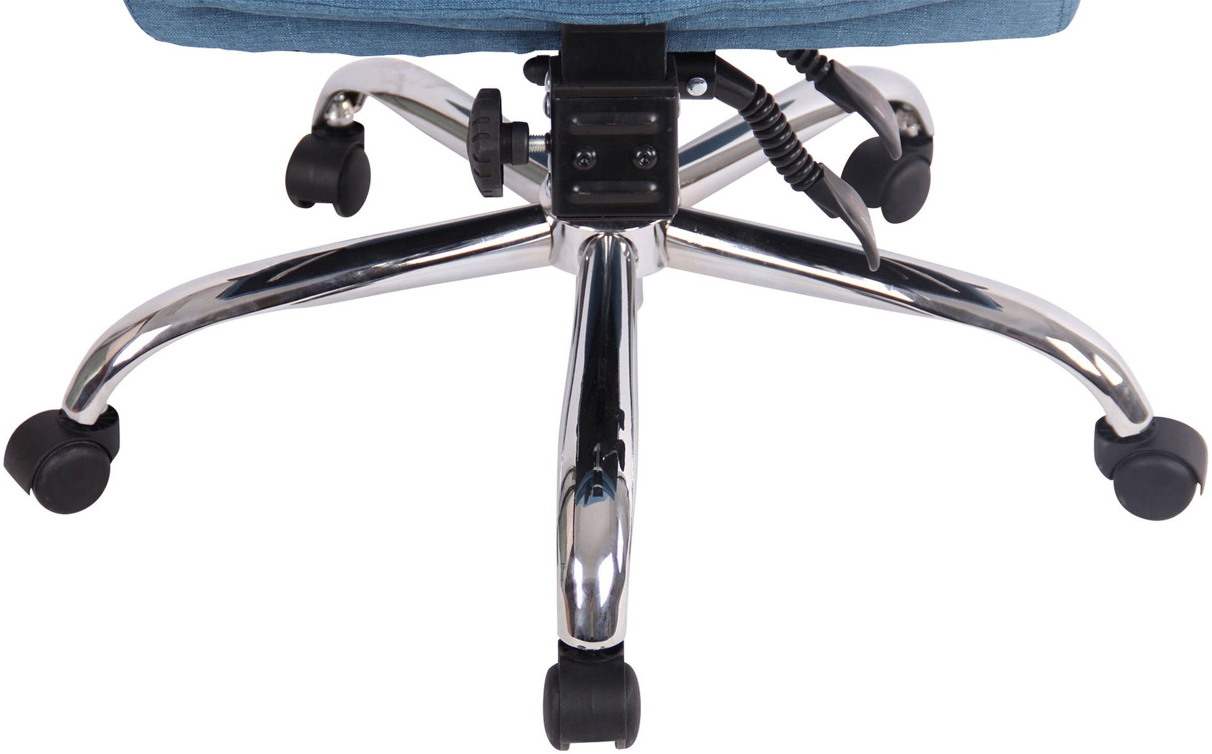 TPFLiving Bürostuhl Onix mit XXL), Gestell: Metall Stoff blau drehbar Sitz: chrom und - - höhenverstellbar bequemer Chefsessel, Bürostuhl Rückenlehne Drehstuhl, (Schreibtischstuhl, 360°