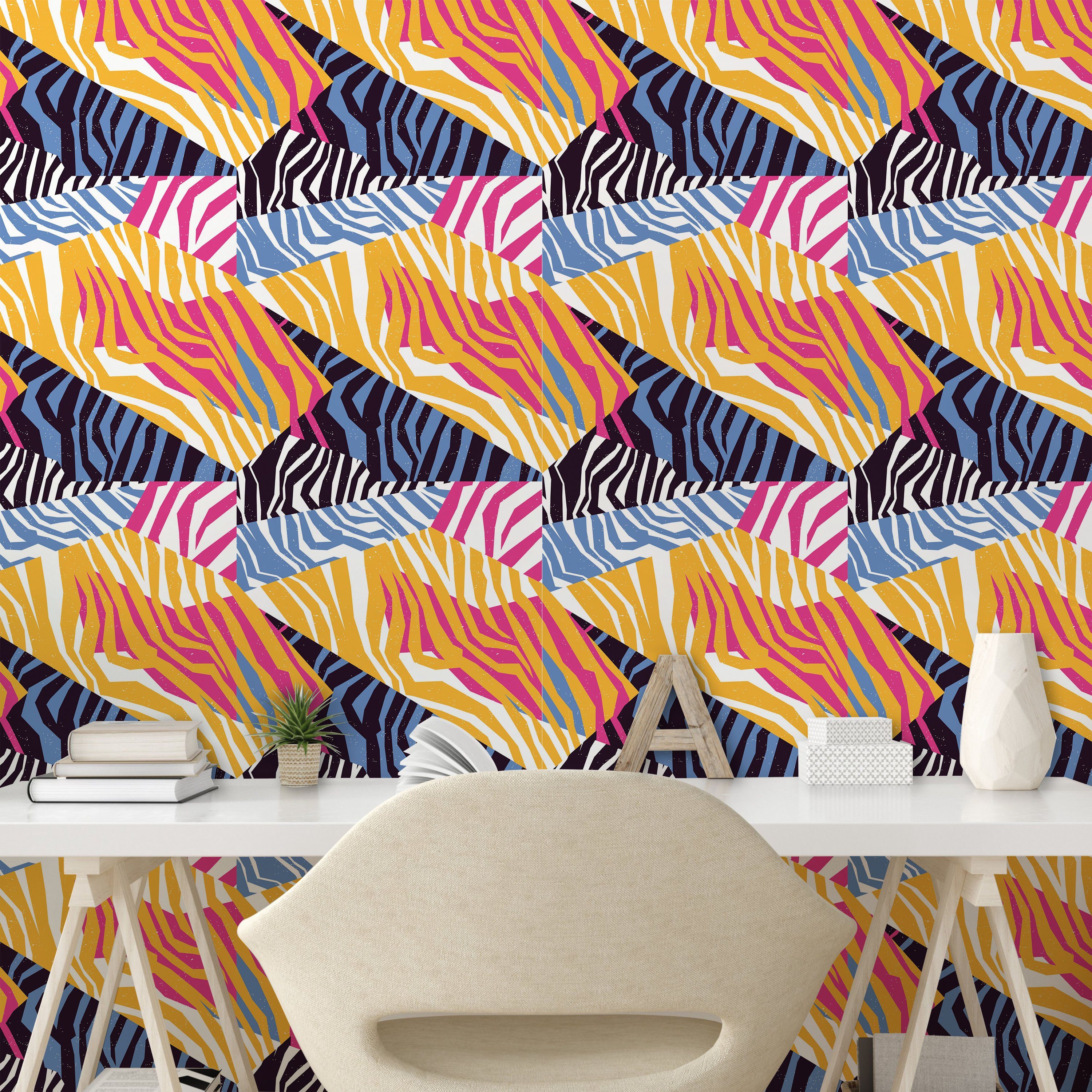 Abakuhaus Küchenakzent, Wohnzimmer Vinyltapete Safari Bunter Zebra-Streifen selbstklebendes Wilder