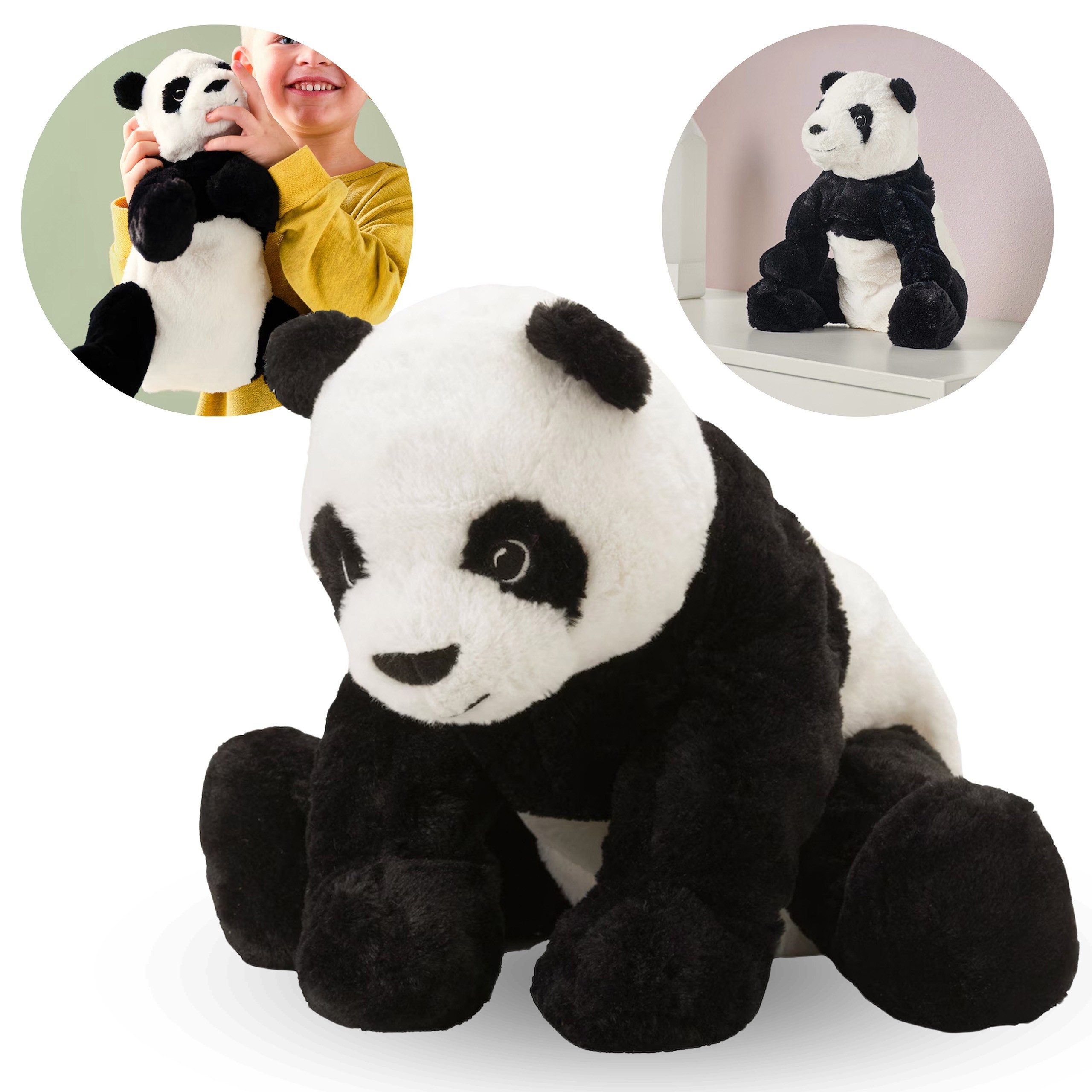 Kuscheltier KRAMIG Maskottchen aus Plüsch, schwarz-weißer Panda 30 cm IKEA