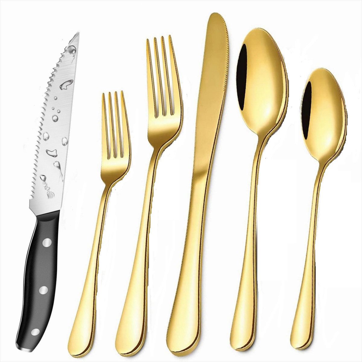 KingLux Besteck-Set 36tlg. Essbesteck Set inkl Steakmesser, Messer, Gabel, Löffel (36-tlg), 6 Personen, Edelstahl