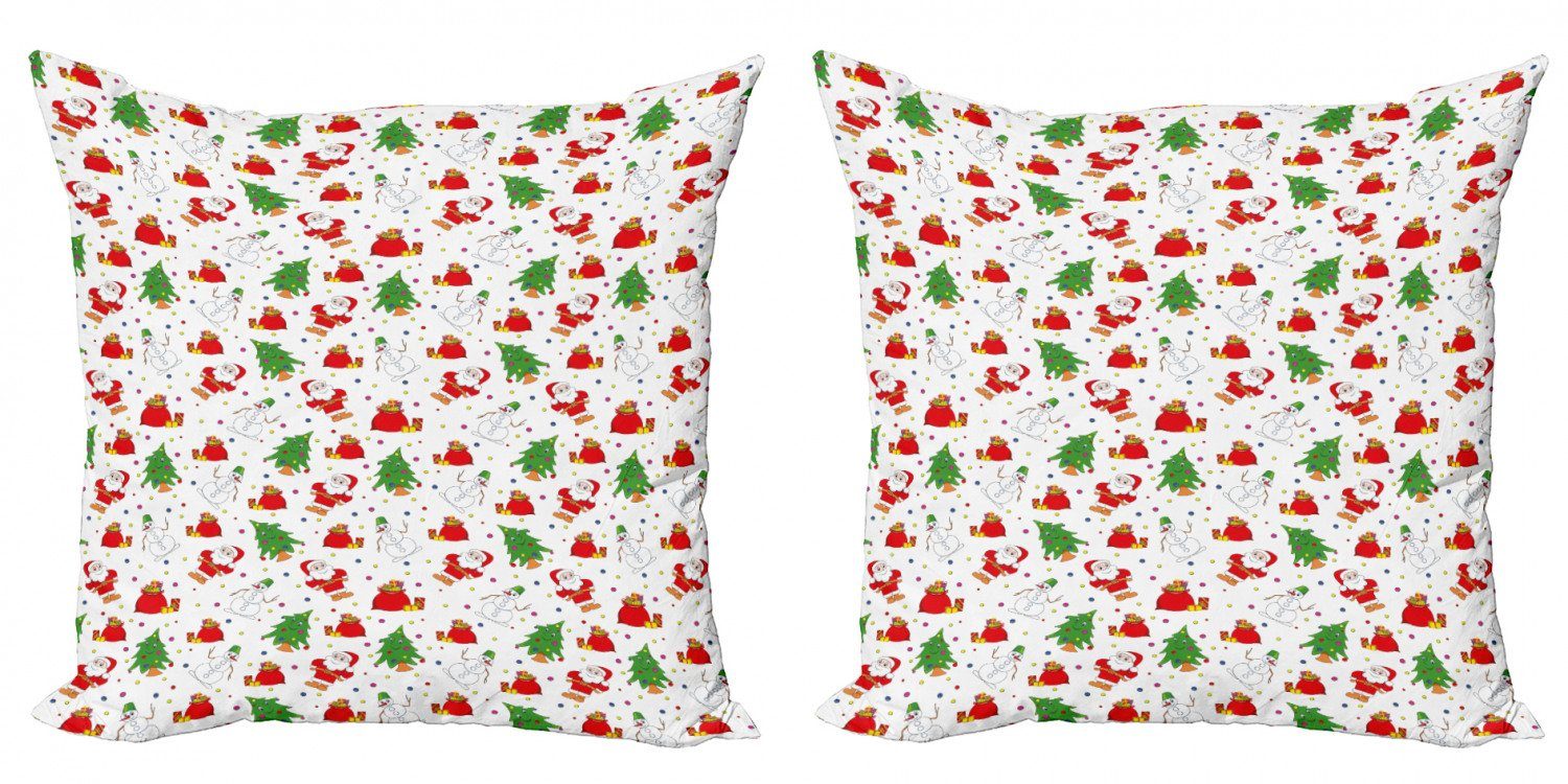 Kissenbezüge Abakuhaus Weihnachtsmann Weihnachtsbaum Digitaldruck, (2 Stück), Accent Doppelseitiger Modern Weihnachten
