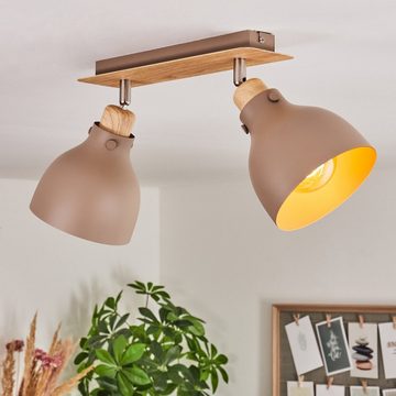 hofstein Deckenleuchte moderne Deckenlampe aus Metall in Taupe/Holzoptik, ohne Leuchtmittel, verstellbare Deckenleuchte Ø14,5cm, 2x E27, ohne Leuchtmittel