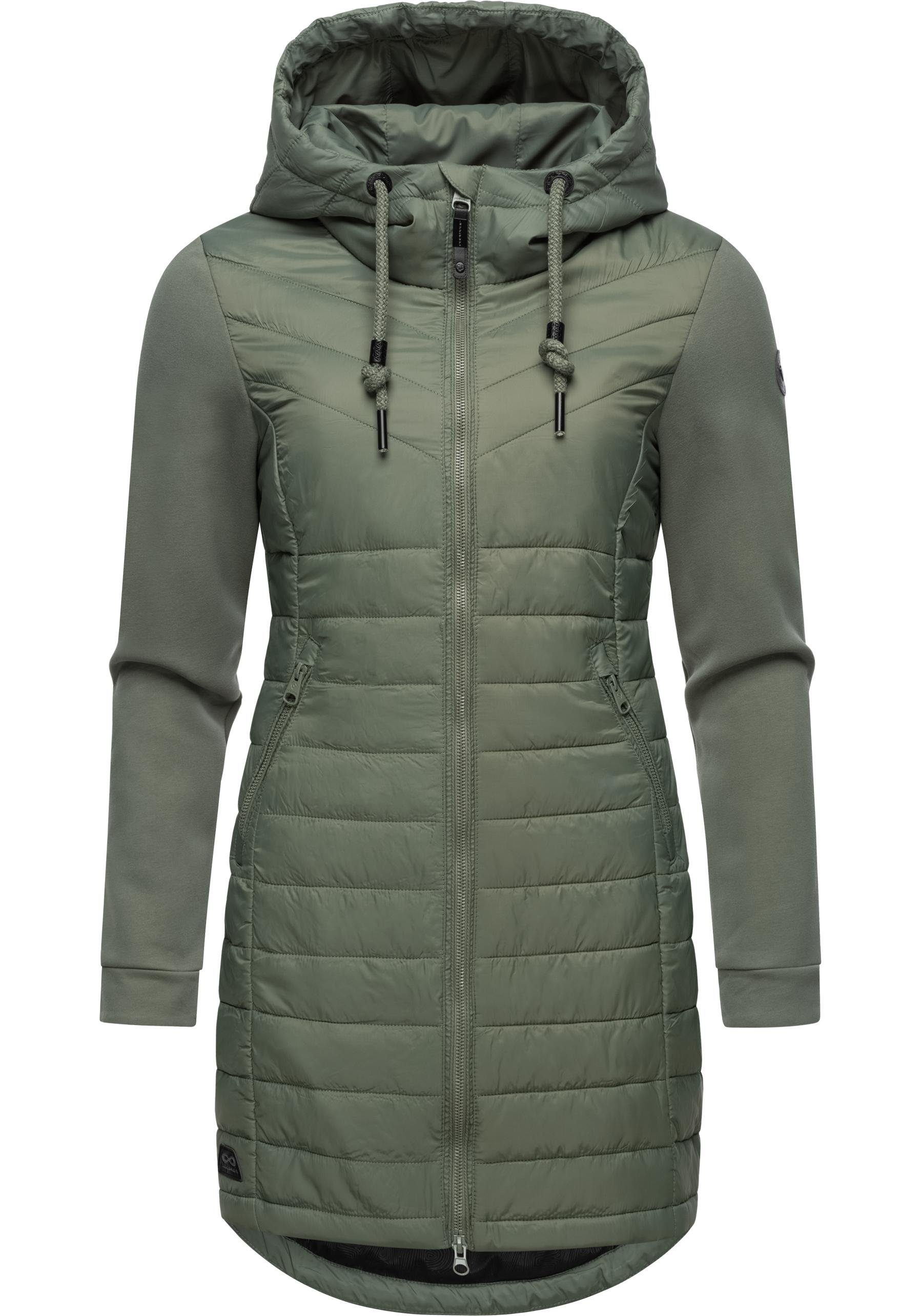 Ragwear Steppmantel Lucinda Long Mantel aus modernem Materialmix mit Kapuze günstig online kaufen