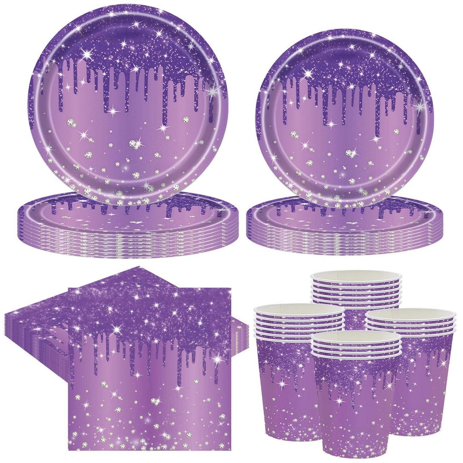 LuxusKollektion Dekokugel Partygeschirr Set Lila Diamant 80tlg. für 20 Gäste (1 St)