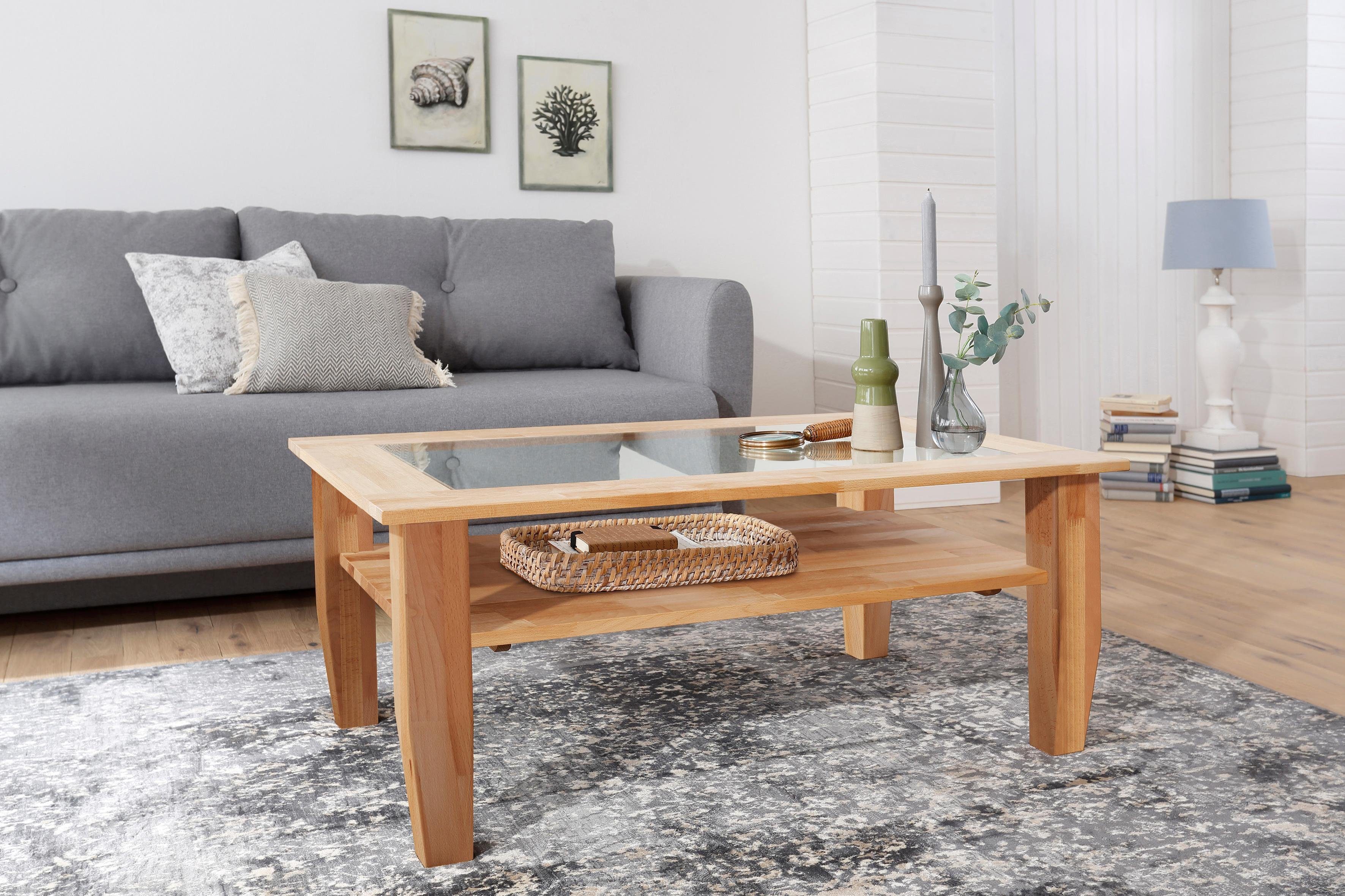 Home affaire Couchtisch »Sevilla«, mit Glaseinsatz in der Tischplatte