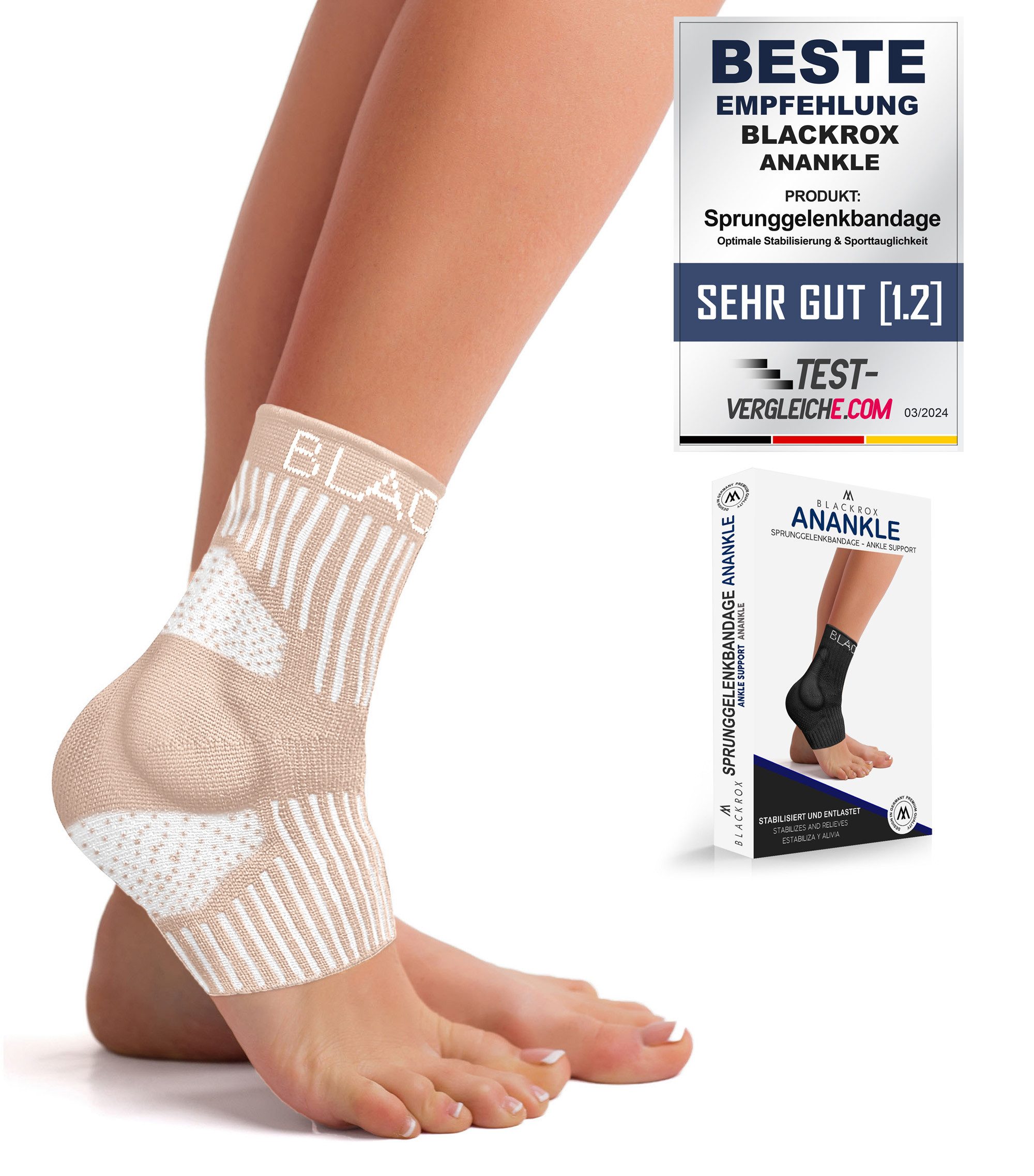 BLACKROX Sprunggelenkbandage [Vergleichssieger 2026] Gr. S-XL, Für Damen & Herren, ANANKLE