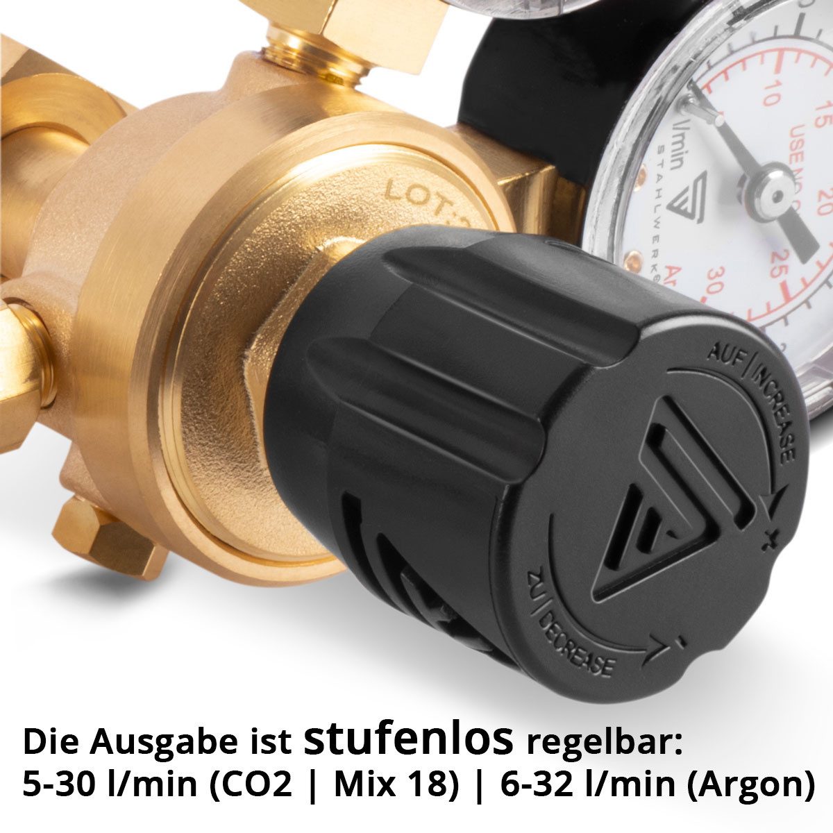 STAHLWERK Druckminderer Mini Druckminderer Druckregler 200 bar für Argon CO2 Mix 18 Mischgas, 200 mbar, (Packung, 4-St., inklusive Dichtungen), für WIG und MIG  – Bild 5 von 5