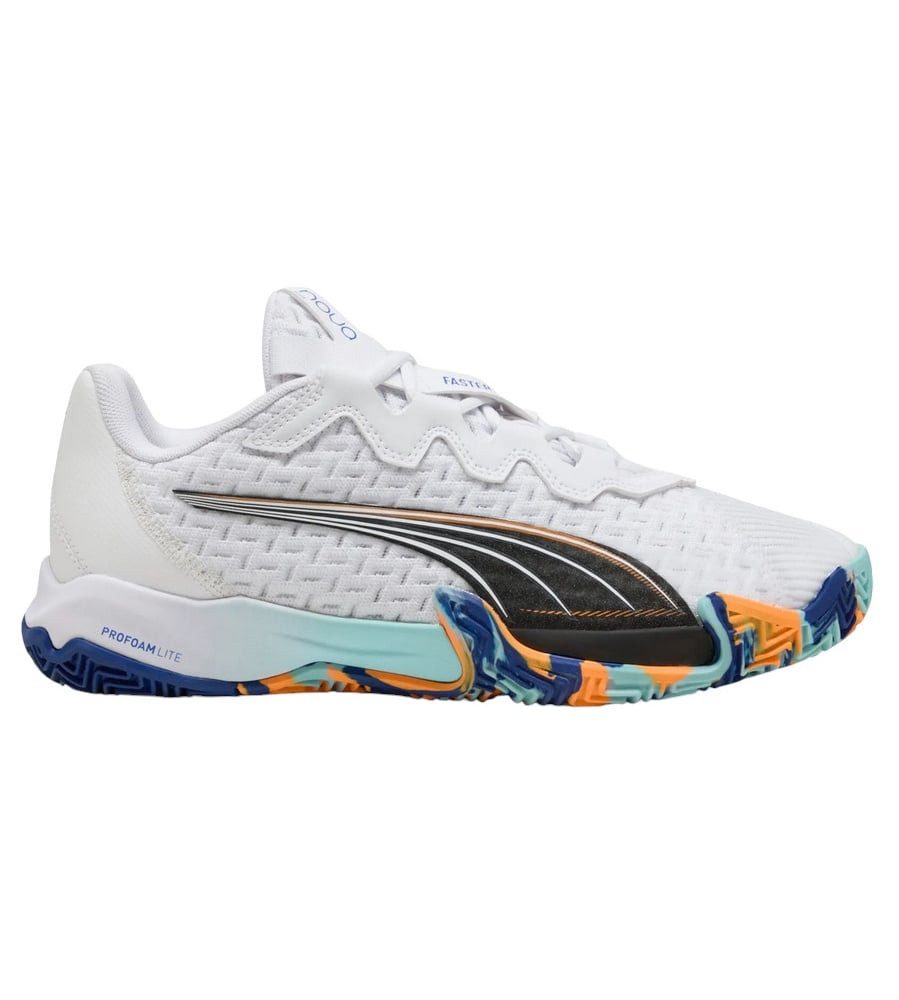 PUMA Padelschuhe Nova Elite Allcourt 2025 weiss/blau Herren Tennisschuh