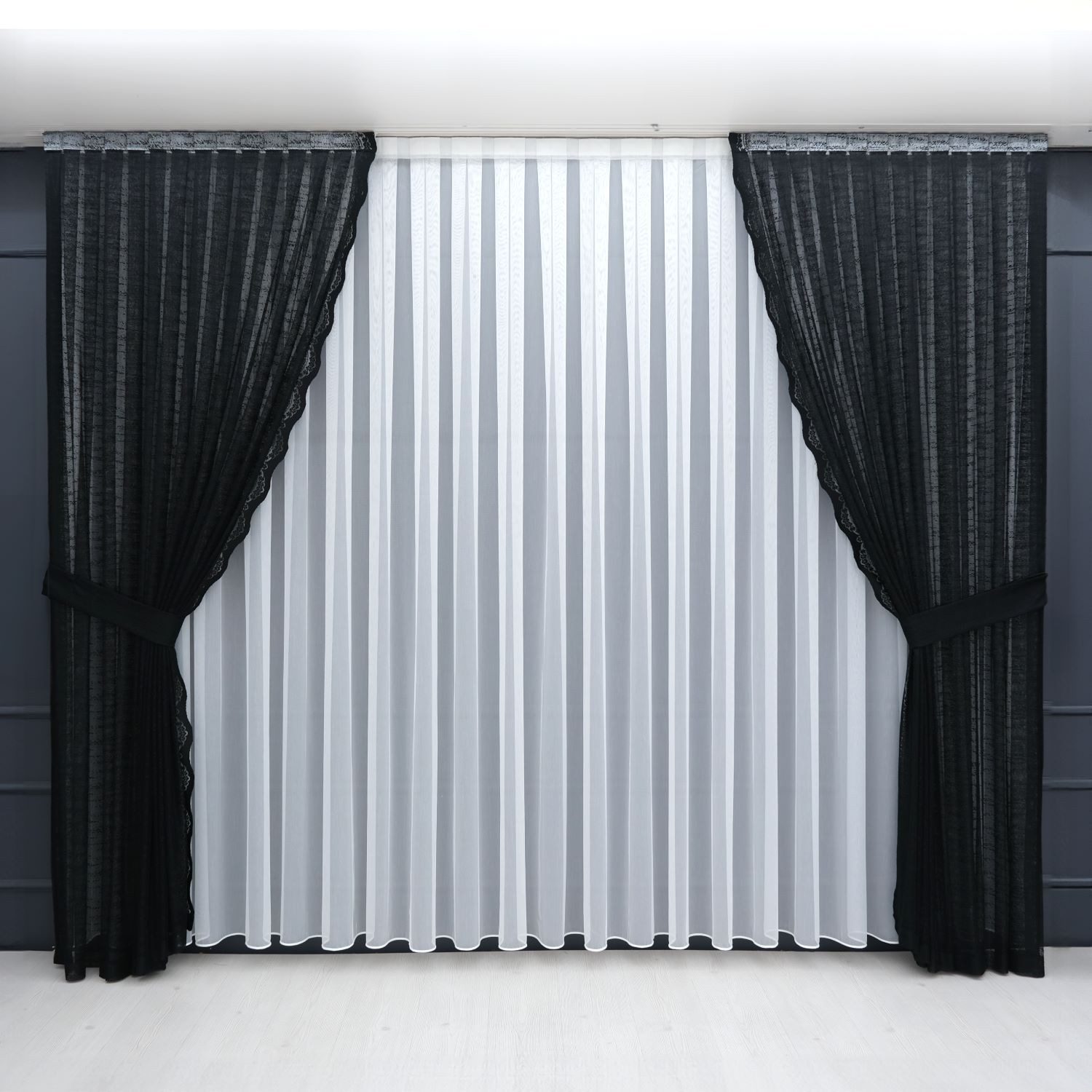 Gardinen by Justyna Gardine Schwarze Gardine Komplett Set, Kräuselband, tra günstig online kaufen