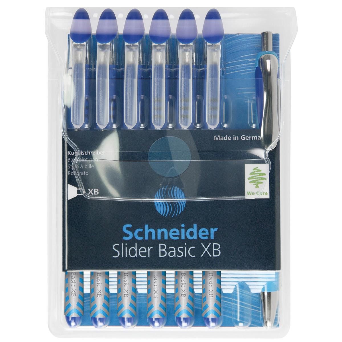 SCHNEIDER Kugelschreiber Kugelschreiber Slider Basic blau Schreibfarbe: blau 6 St. + GRATIS Sli