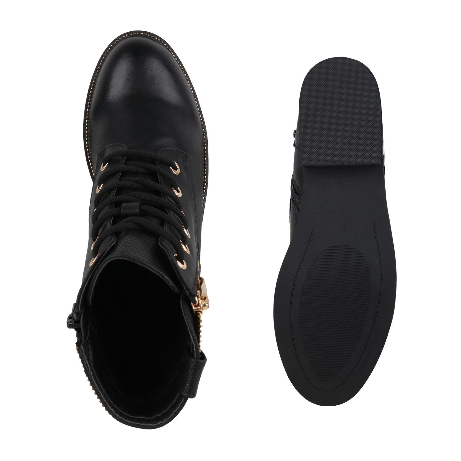 VAN HILL 835606 Schnürstiefelette Damen Stiefeletten Schnürstiefeletten Schnürer Zipper